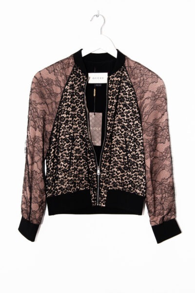 Gucci Blouson mit Spitze in Schwarz und Beige