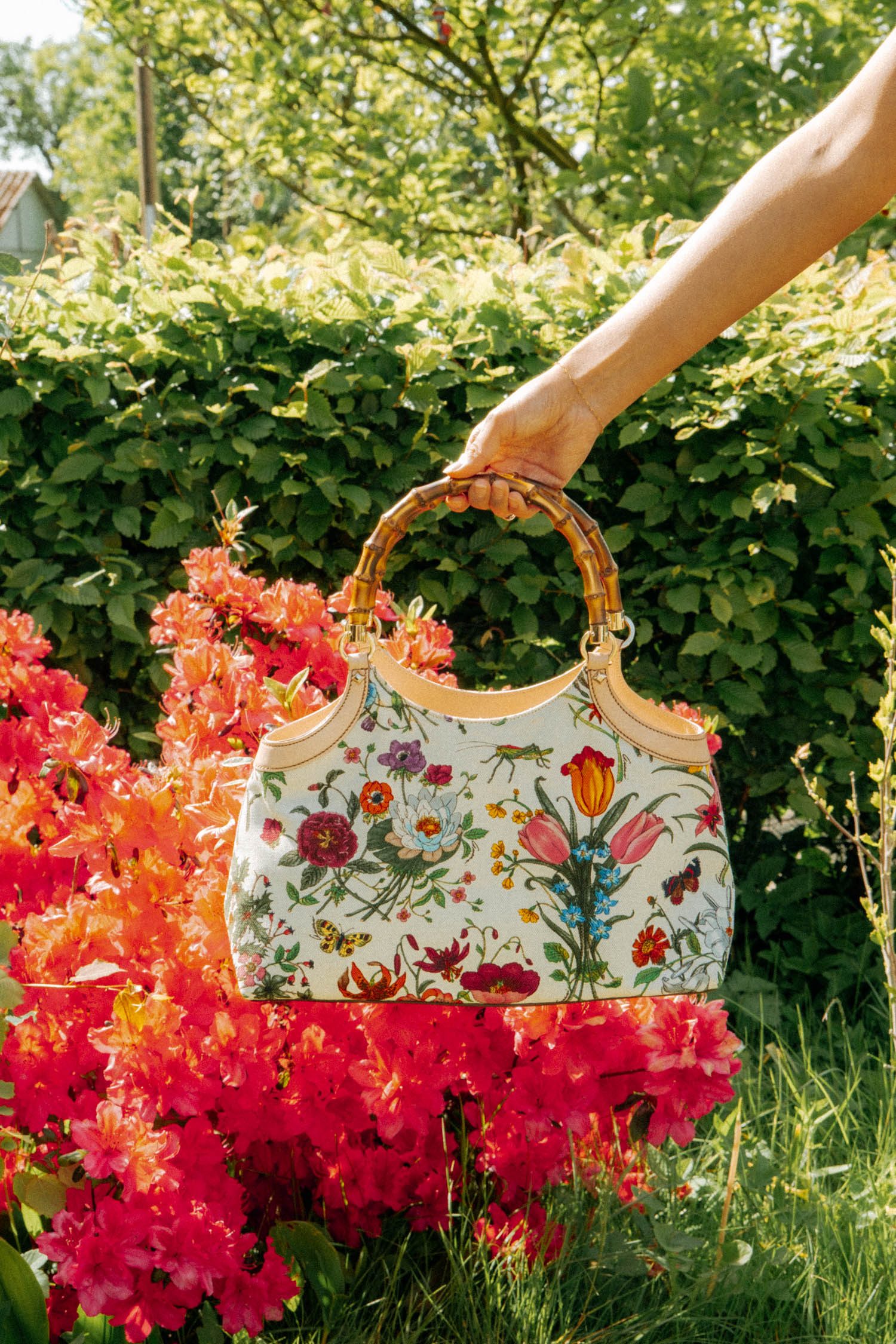 Gucci Vintage "Bamboo Flora" Handtasche mit floralem Muster
