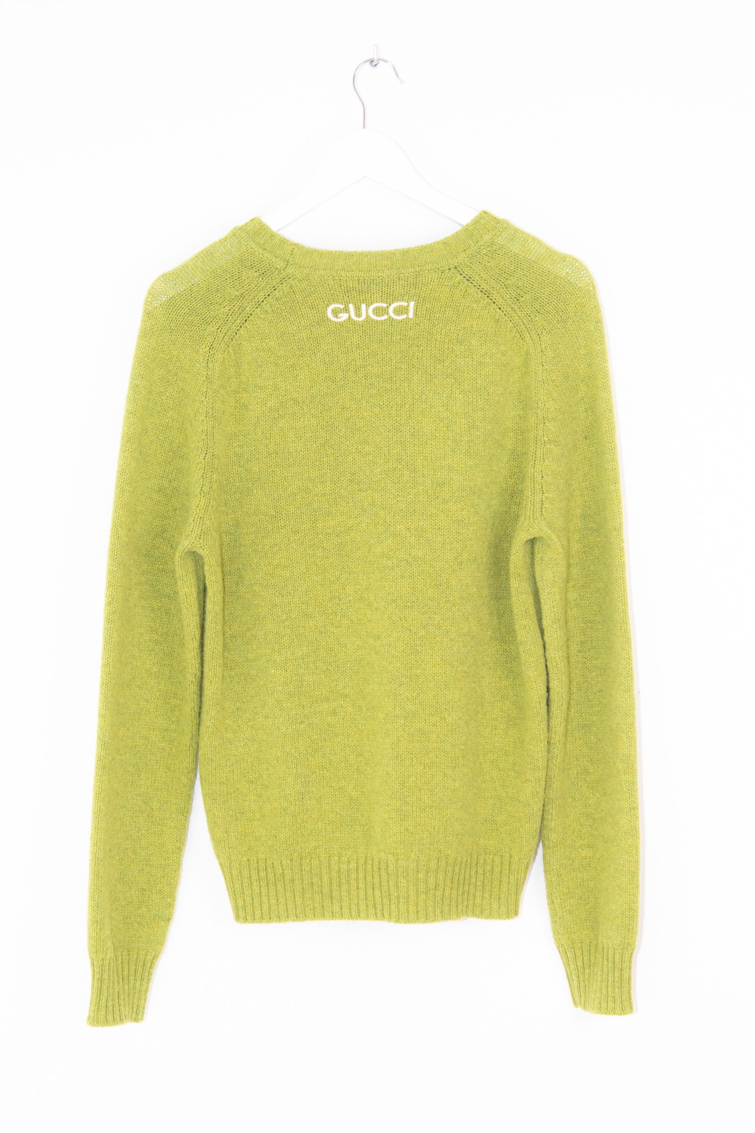 Gucci Strickpullover mit Label-Stickerei in Hellgrün