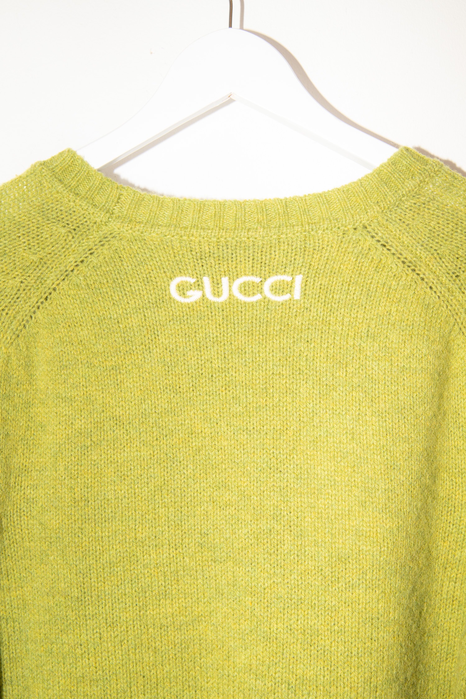 Gucci Strickpullover mit Label-Stickerei in Hellgrün