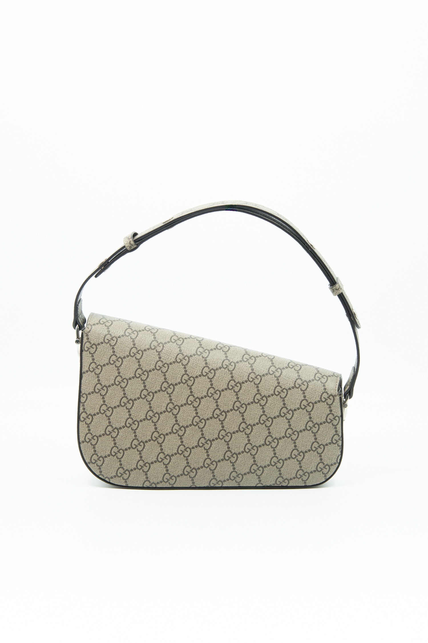 Gucci "Horsebit 1955 Asymetric" Handtasche in Beige und Silber
