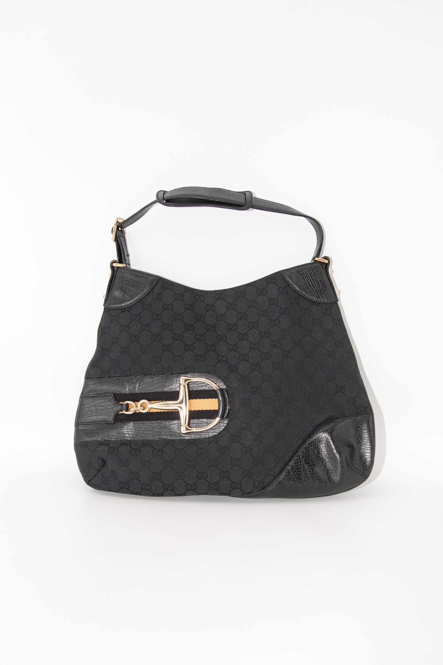 Gucci "Hasler Horsebit" Schultertasche in Schwarz