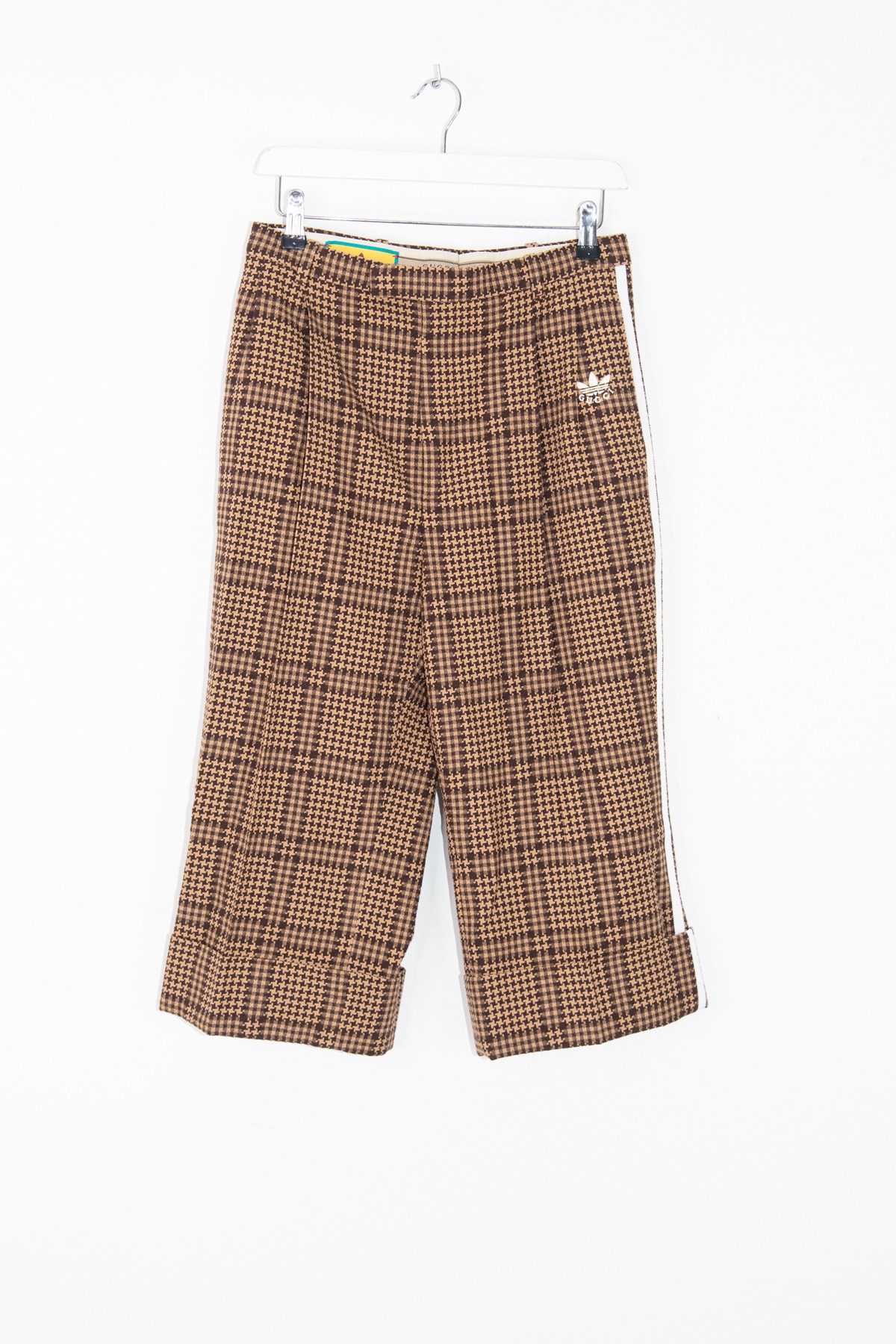 Gucci x Adidas Culotte mit Hahnentrittmuster in Beige und Braun