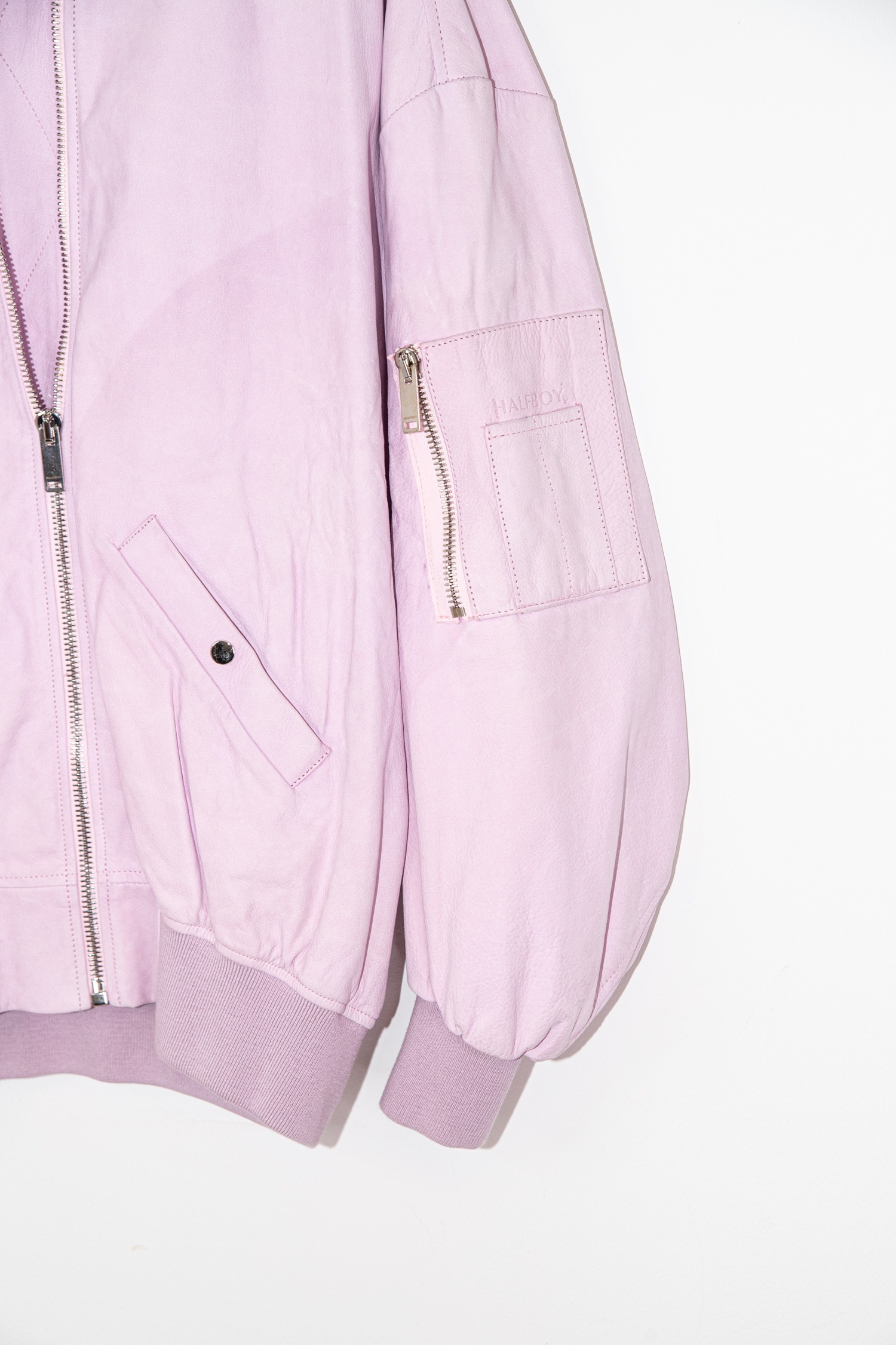 Halfboy Oversized Leder-Bomberjacke in Rosa