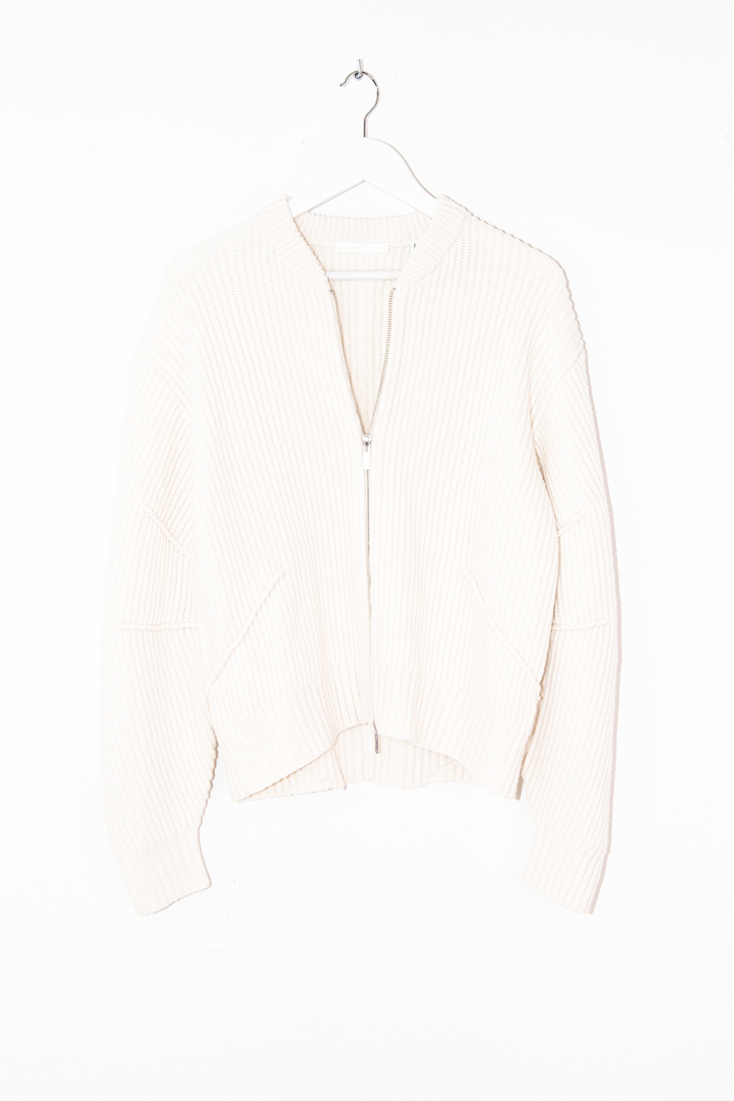 Helmut Lang "Apex Full Zip" Strickjacke in Ecru