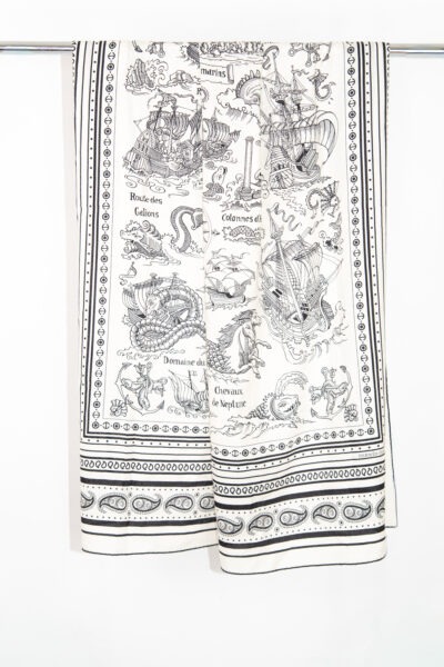 Hermès "Tatouages Marins" Tuch in Weiß und Schwarz