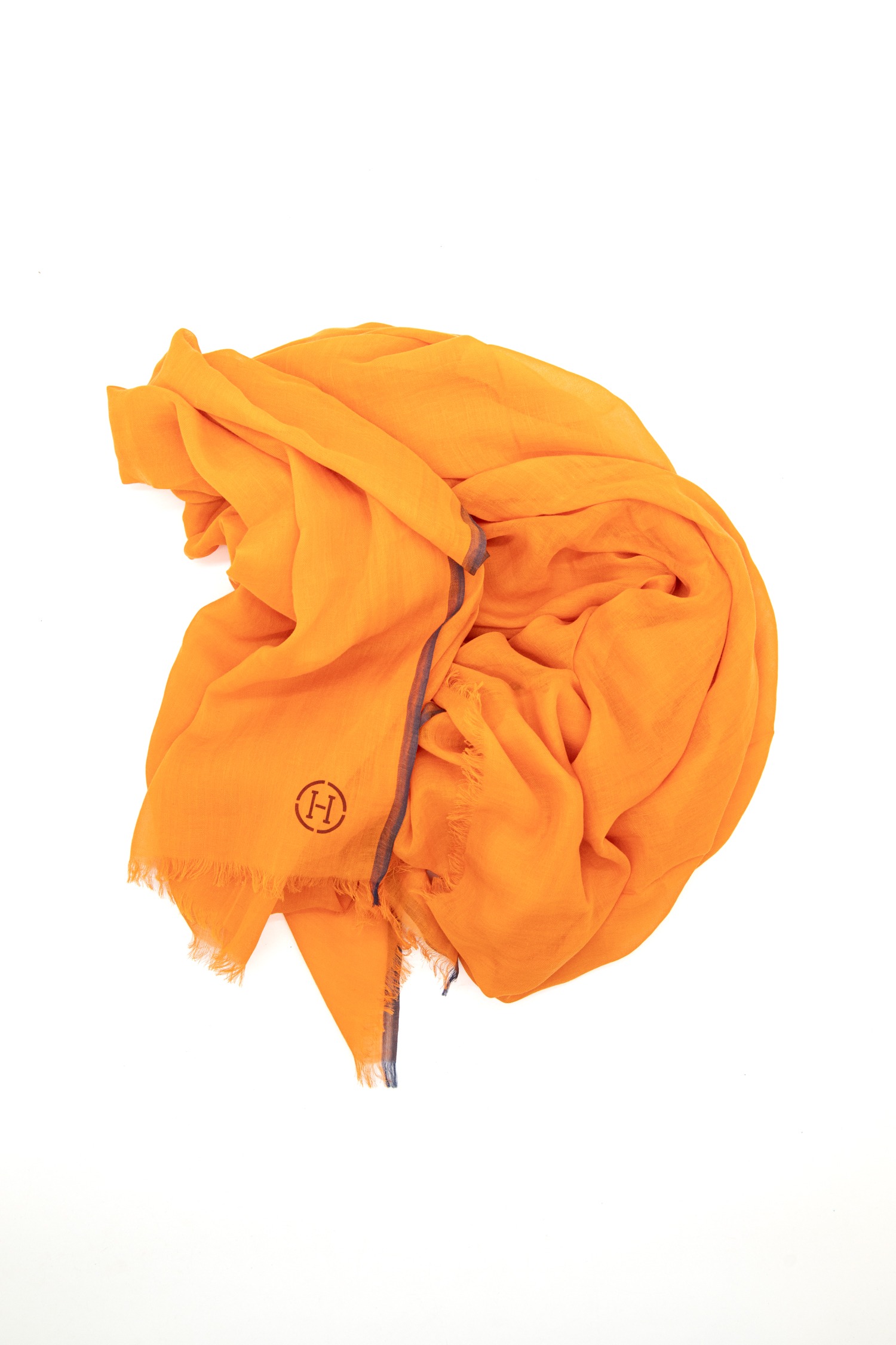 Hermès "Naoshima" Tuch in Orange und Dunkelblau