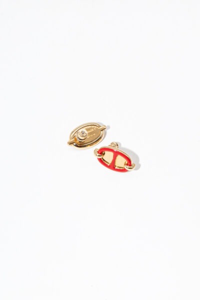 Hermès "Mini Maillon" Ohrringe in Rot und Gold