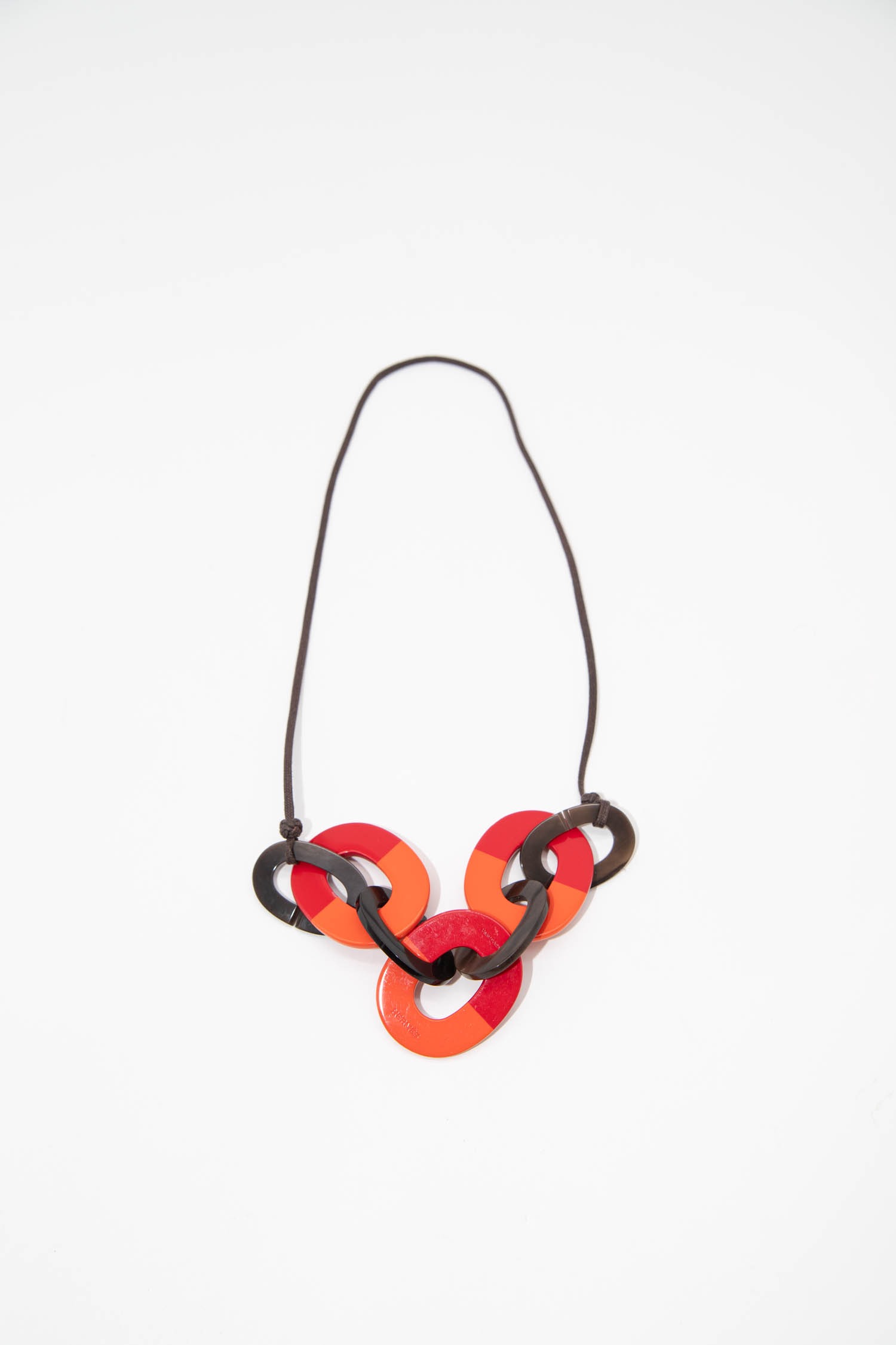 Hermès "Karamba" Halskette in Braun, Rot und Orange