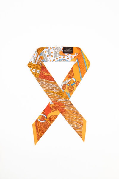 Hermès Twilly "Selle de Dignitaire" in Orange, Hellblau und Bunt