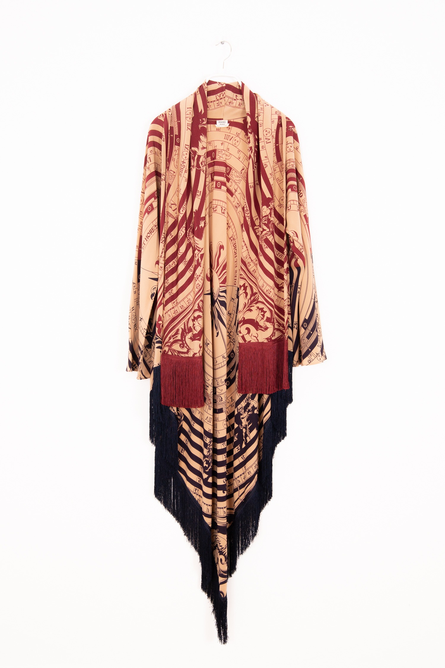 Hermès "Twillaine" Vintage Cardigan in Beige, Rot und Dunkelblau