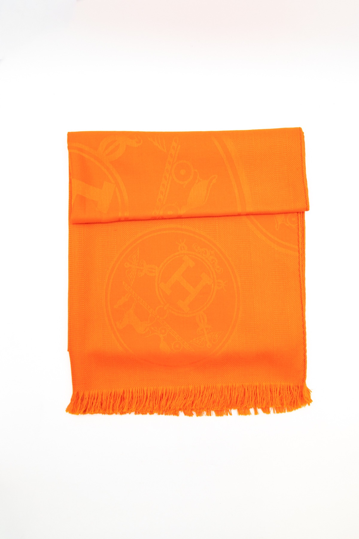 Hermès „New Libris“ Kaschmir-Seidentuch in Orange
