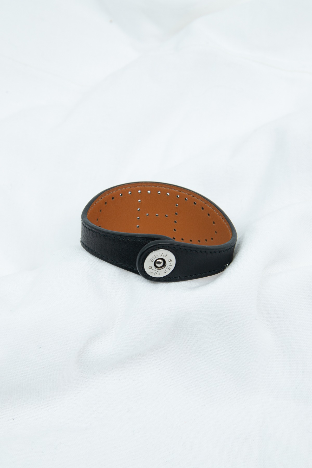 Hermès "Evelyne" Armband aus Leder in Schwarz