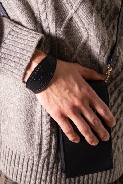 Hermès "Evelyne" Armband aus Leder in Schwarz