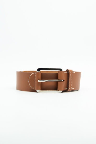Hermès Gürtel aus Leder in Hellbraun und Silber