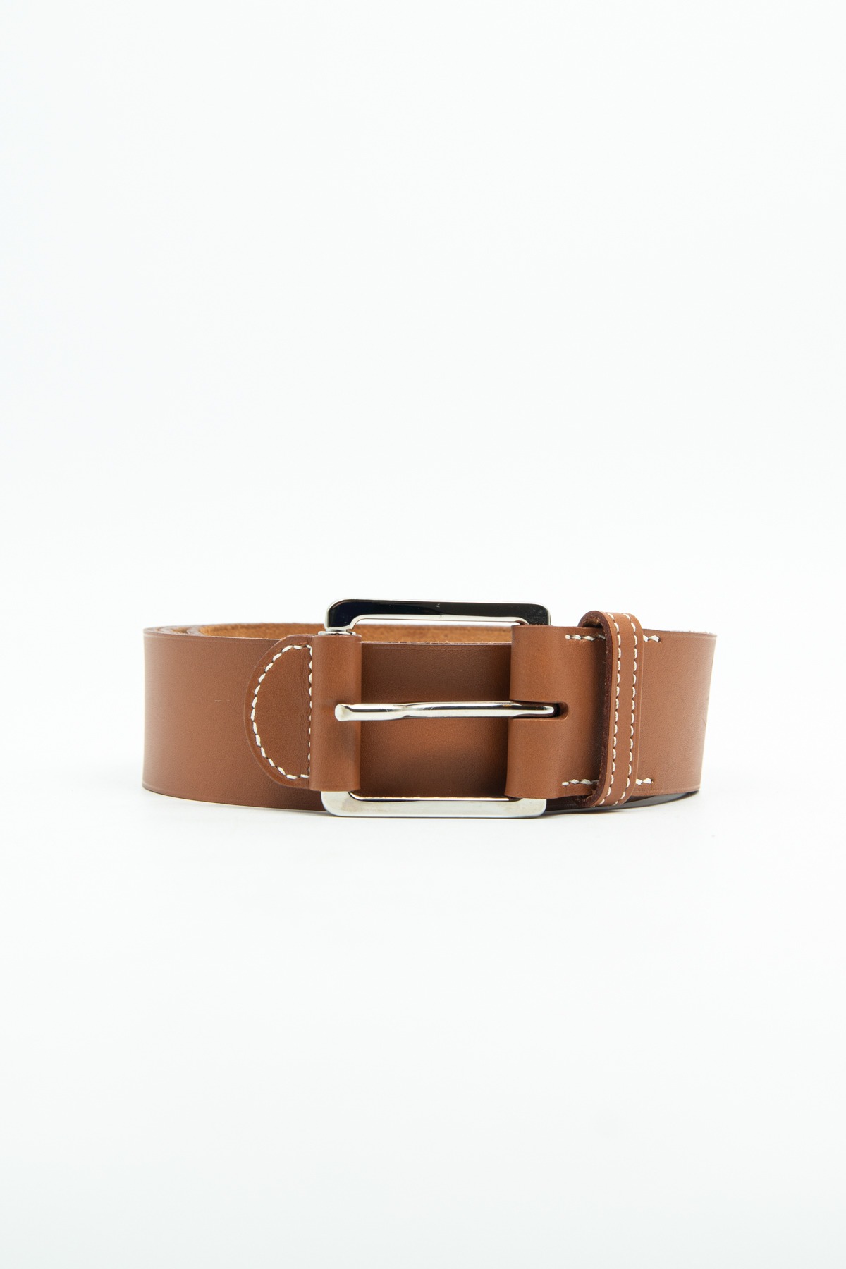 Hermès Gürtel aus Leder in Hellbraun und Silber