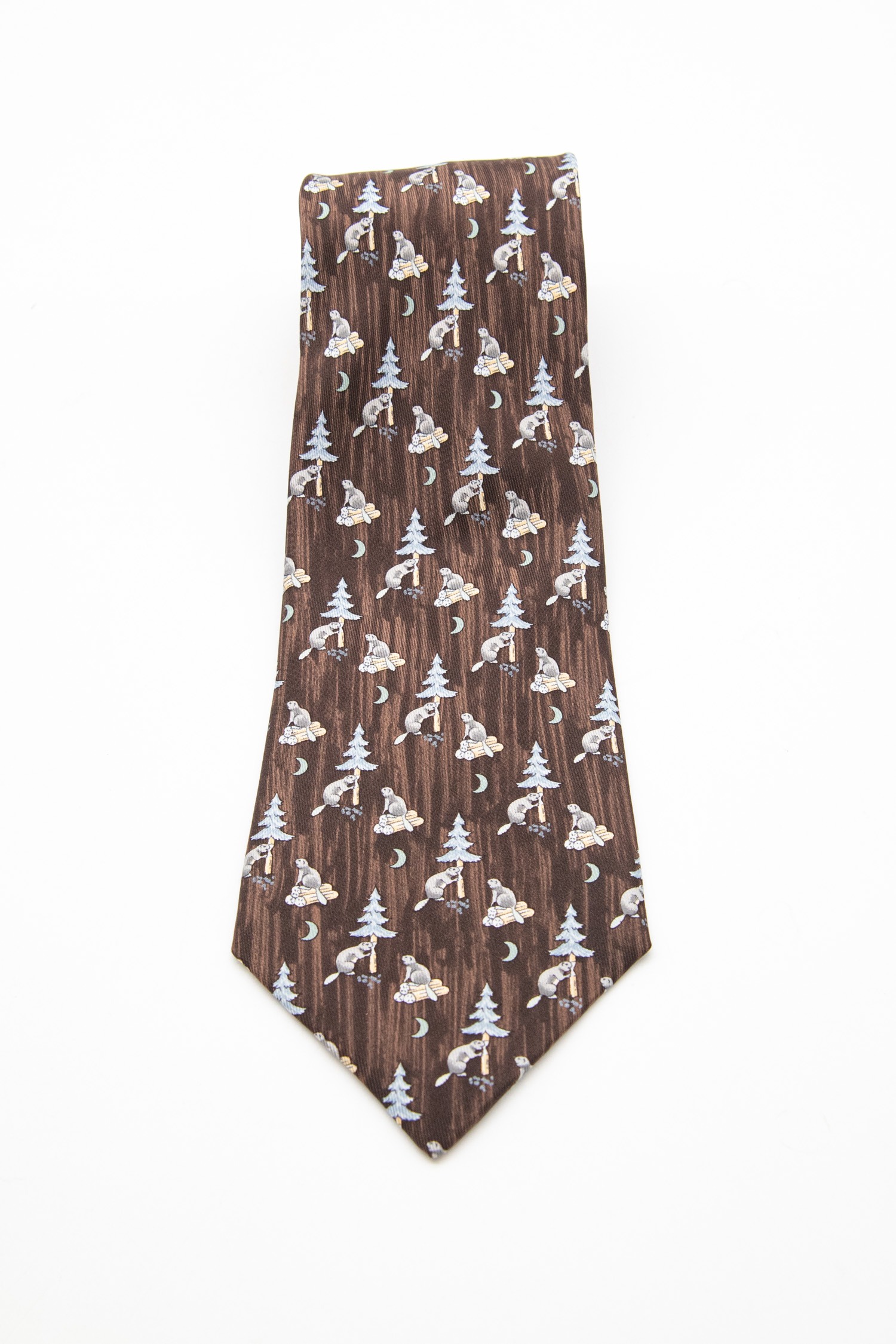Hermès Krawatte mit Biber-Muster in Dunkelbraun
