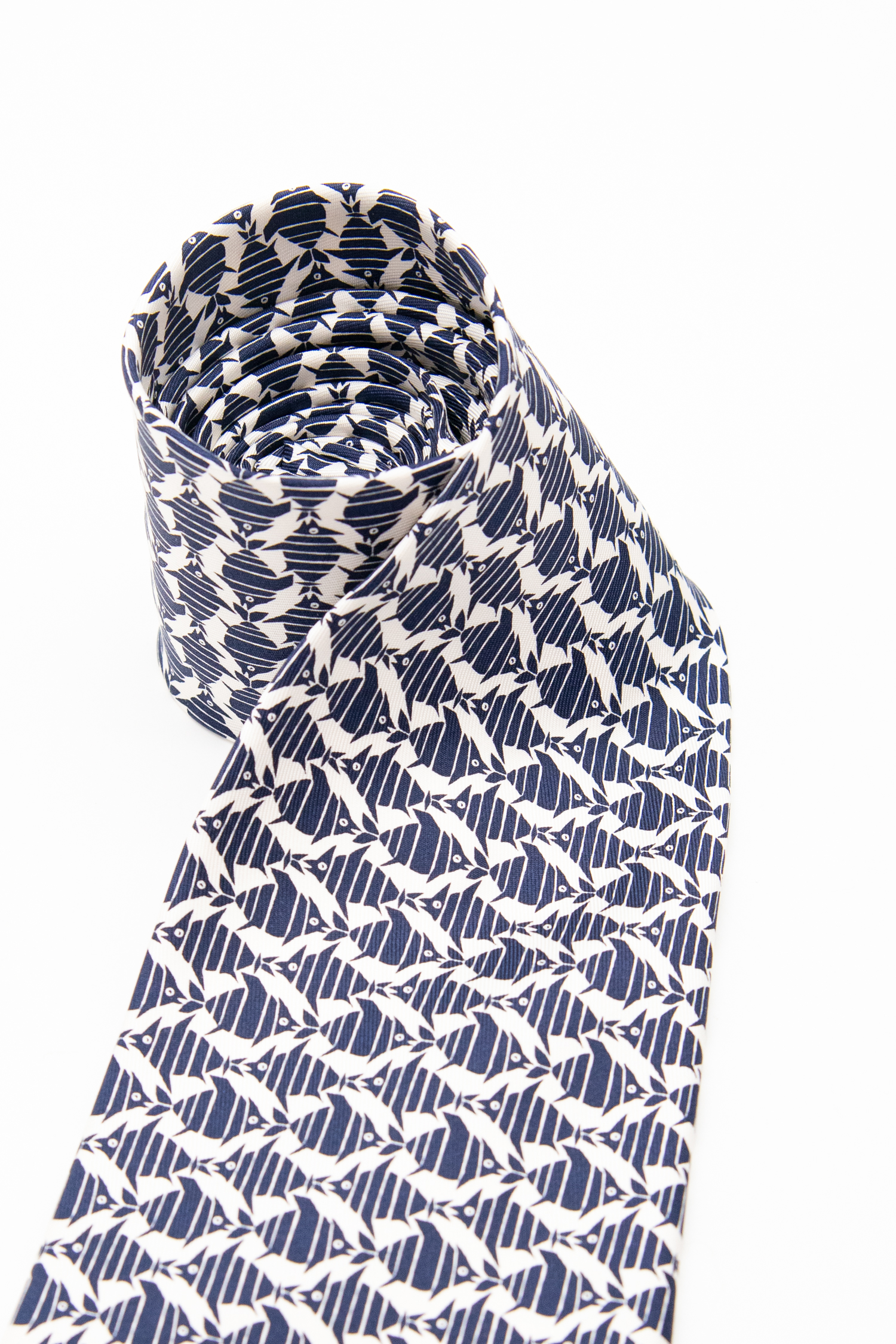 Hermès Krawatte mit Fisch Muster in Dunkelblau