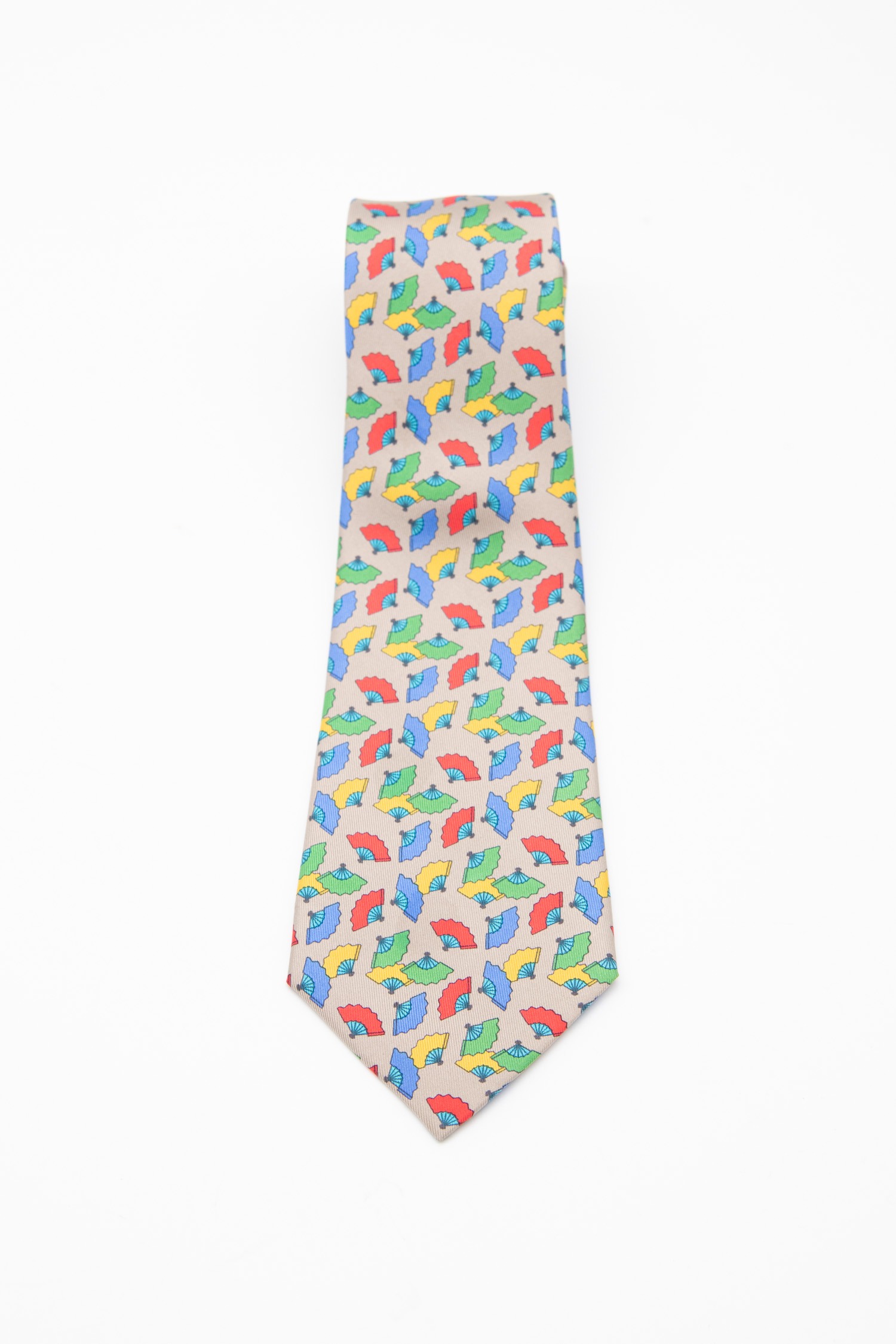 Hermès Krawatte mit Fächermuster in Hellgrau