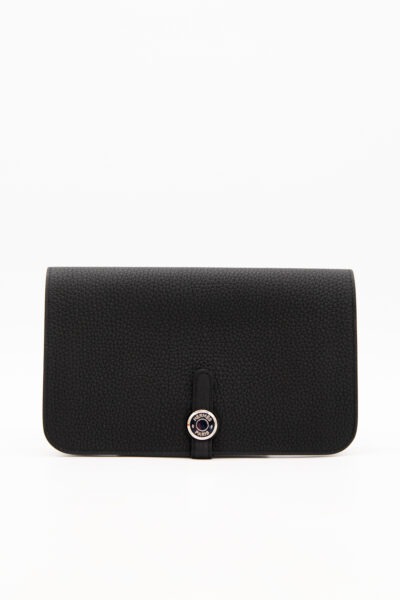 Hermès "Dogon Duo Wallet" Portemonnaie in Schwarz und Silber