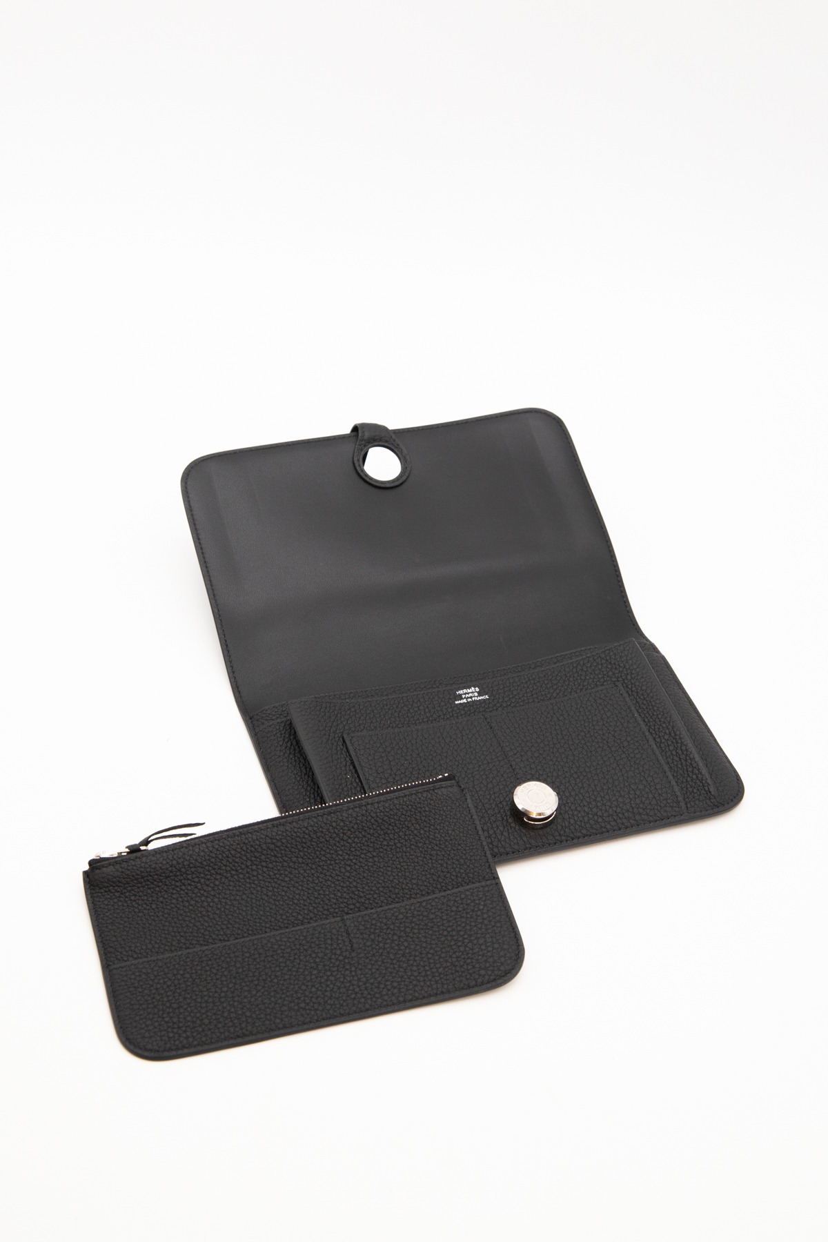 Hermès "Dogon Duo Wallet" Portemonnaie in Schwarz und Silber