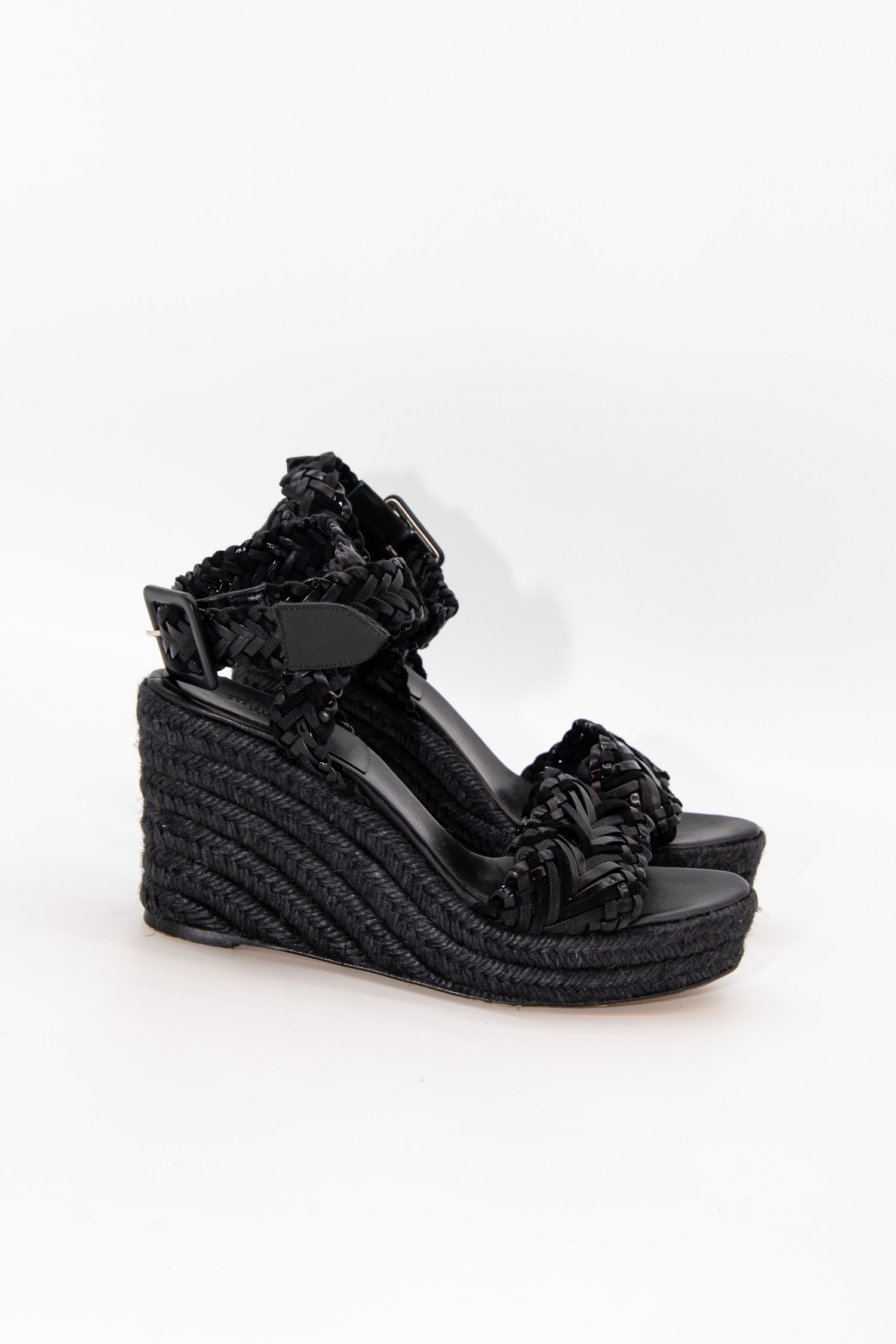 Hermès Wedges mit Flechtdetails in Schwarz