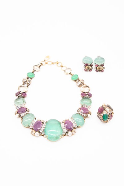 Iradj Moini Schmuck-Set in Gold, Grün und Lila