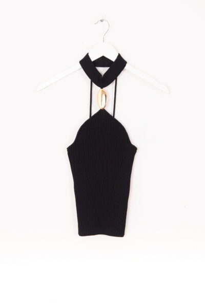 Jonathan Simkhai Neckholder-Top in Schwarz und Gold