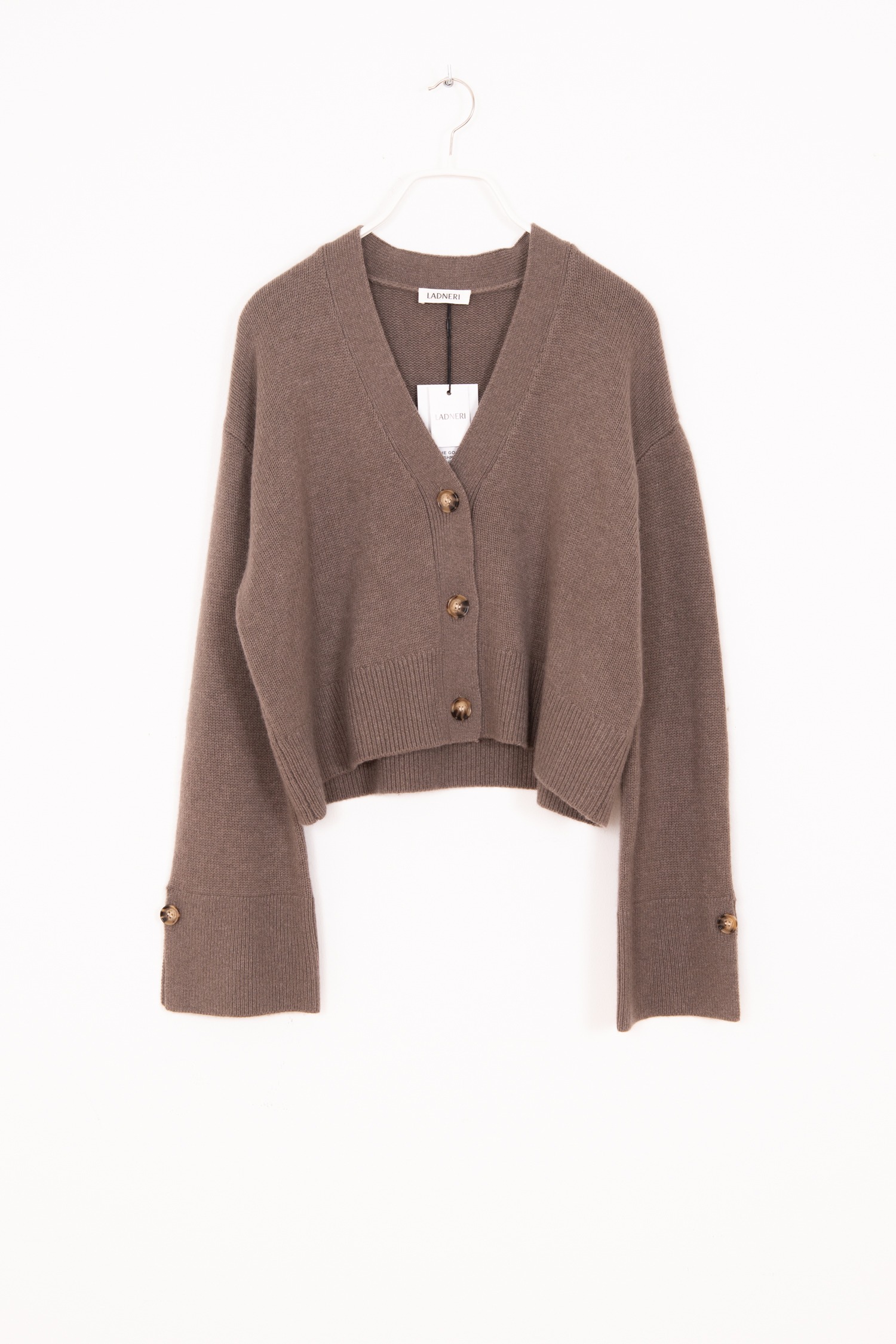 Ladneri Strickjacke mit V-Ausschnitt in Graubraun