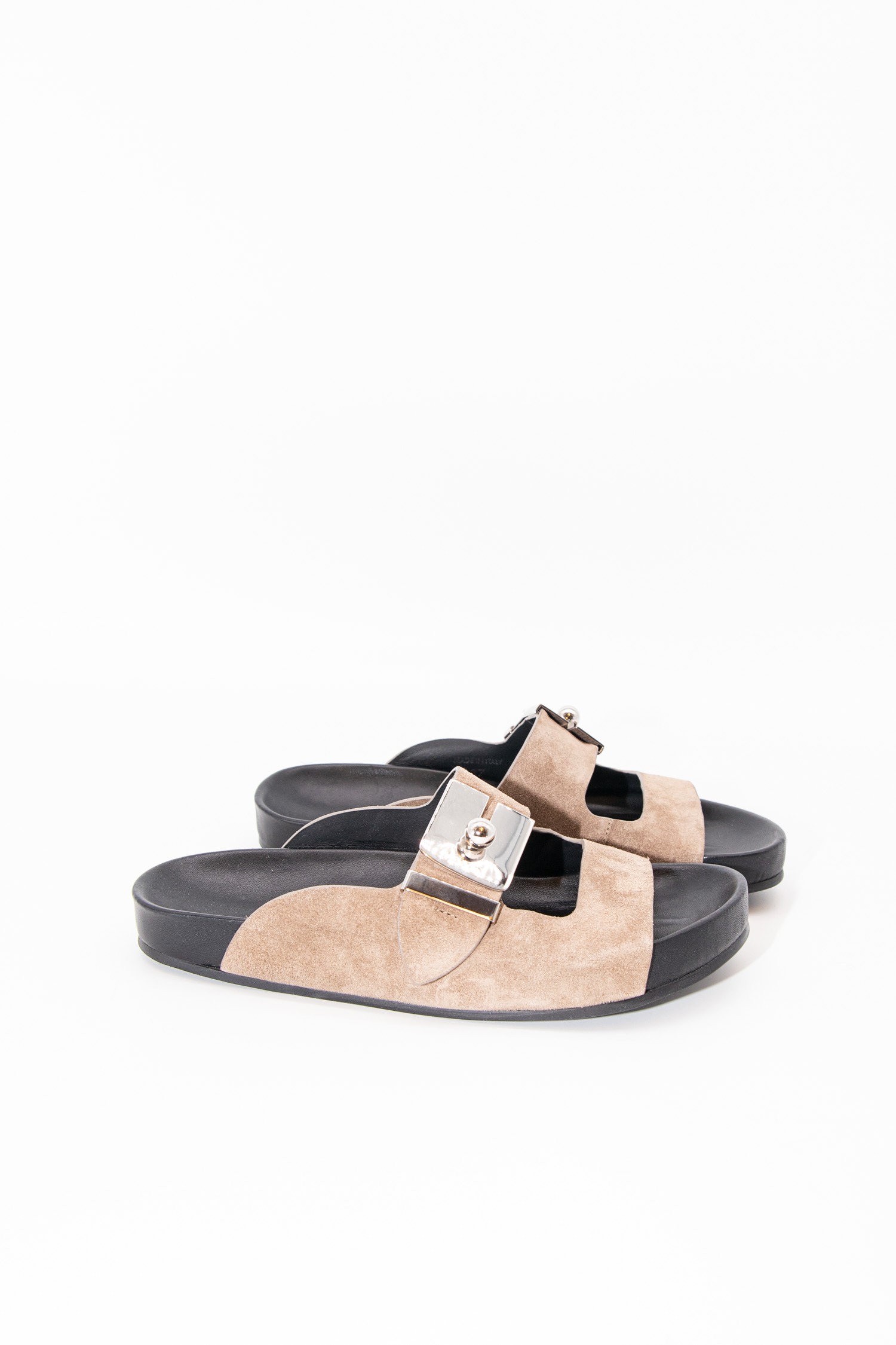 Lanvin Pantoletten mit Schnalle in Graubraun