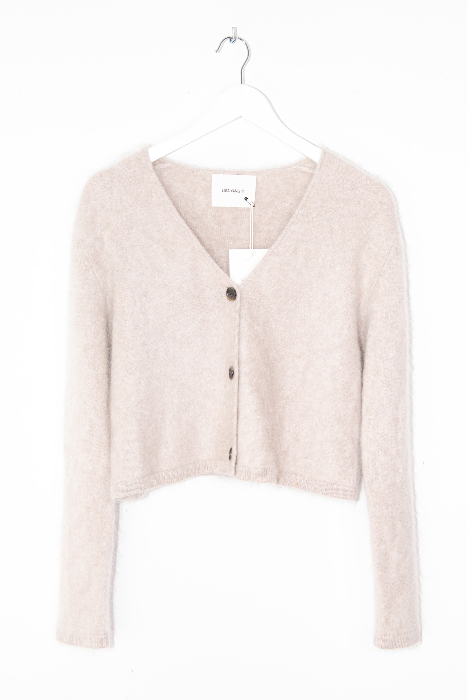 Lisa Yang "Filippa" kurze Strickjacke in Hellbeige