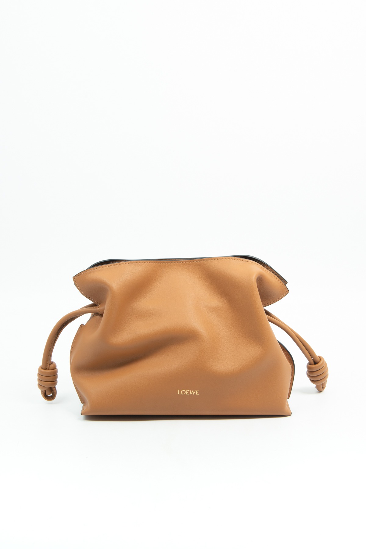 Loewe "Flamenco" Clutch in Hellbraun und Gold