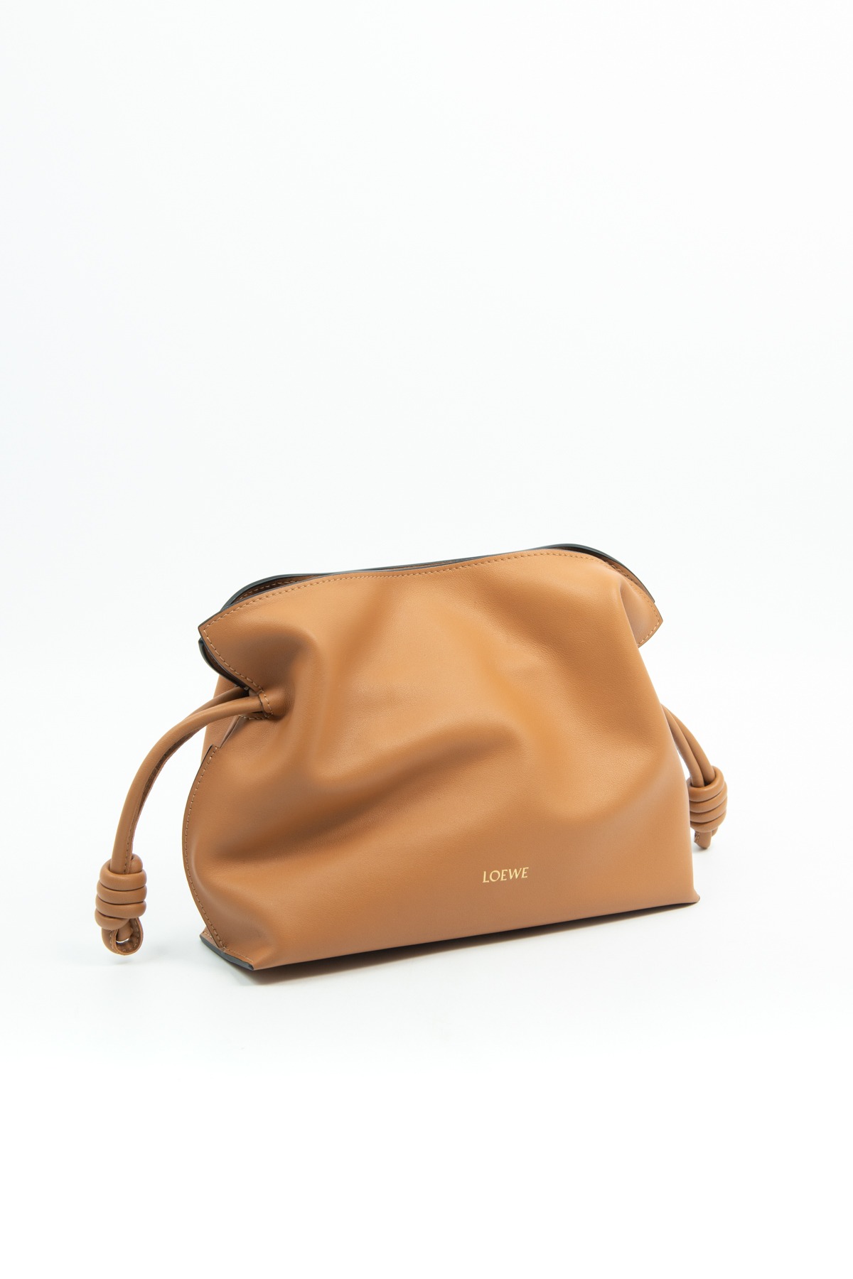 Loewe "Flamenco" Clutch in Hellbraun und Gold