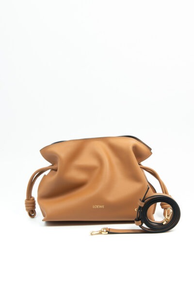 Loewe "Flamenco" Clutch in Hellbraun und Gold