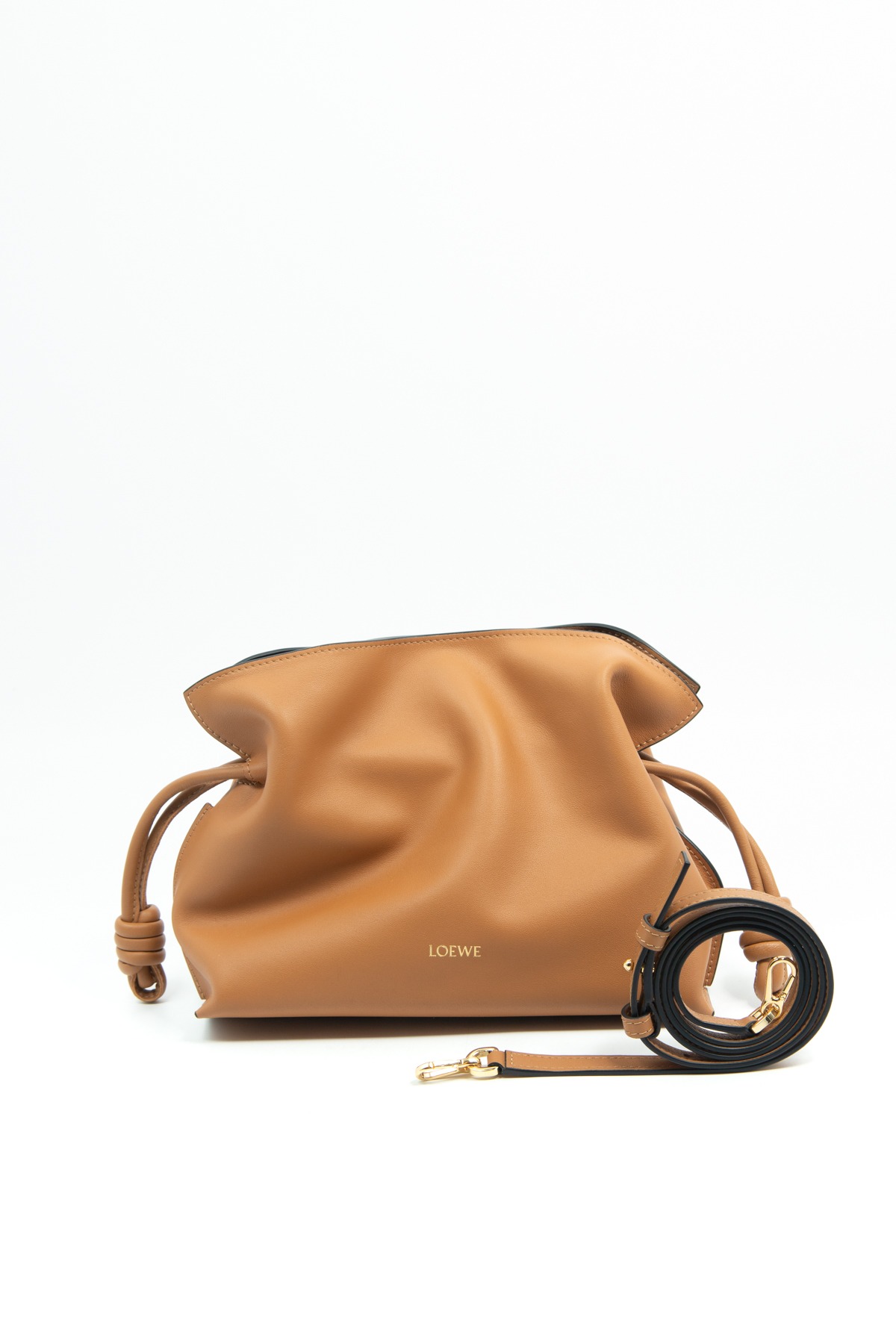 Loewe "Flamenco" Clutch in Hellbraun und Gold