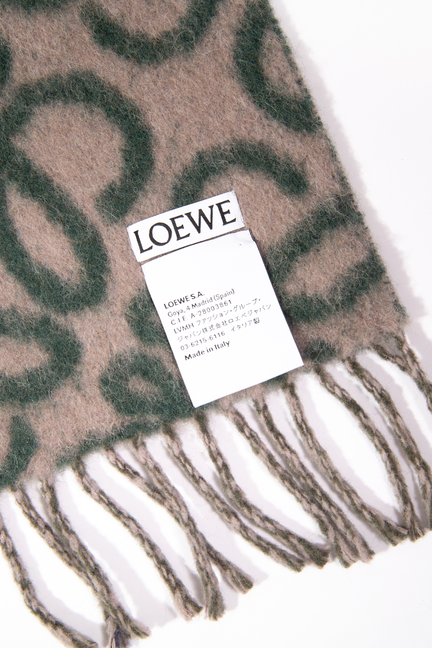 Loewe "Anagram" Schal in Dunkelgrün und Grau