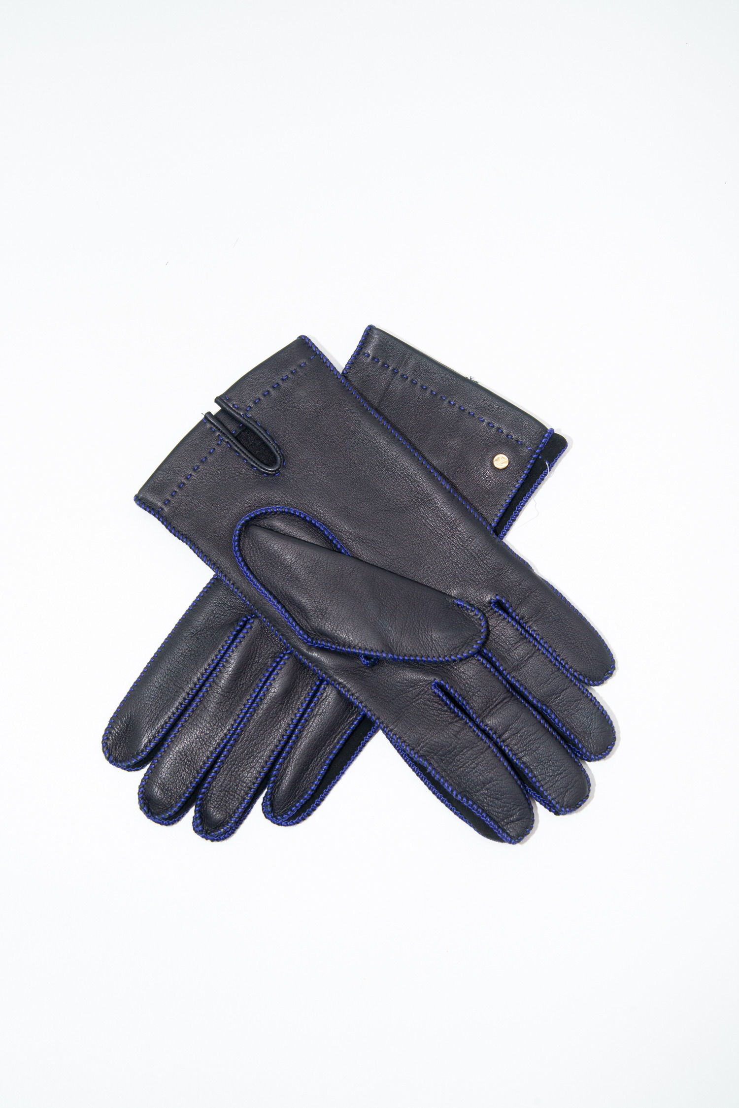 Louis Vuitton Lederhandschuhe mit Kontrastnähten in Schwarz und Blau