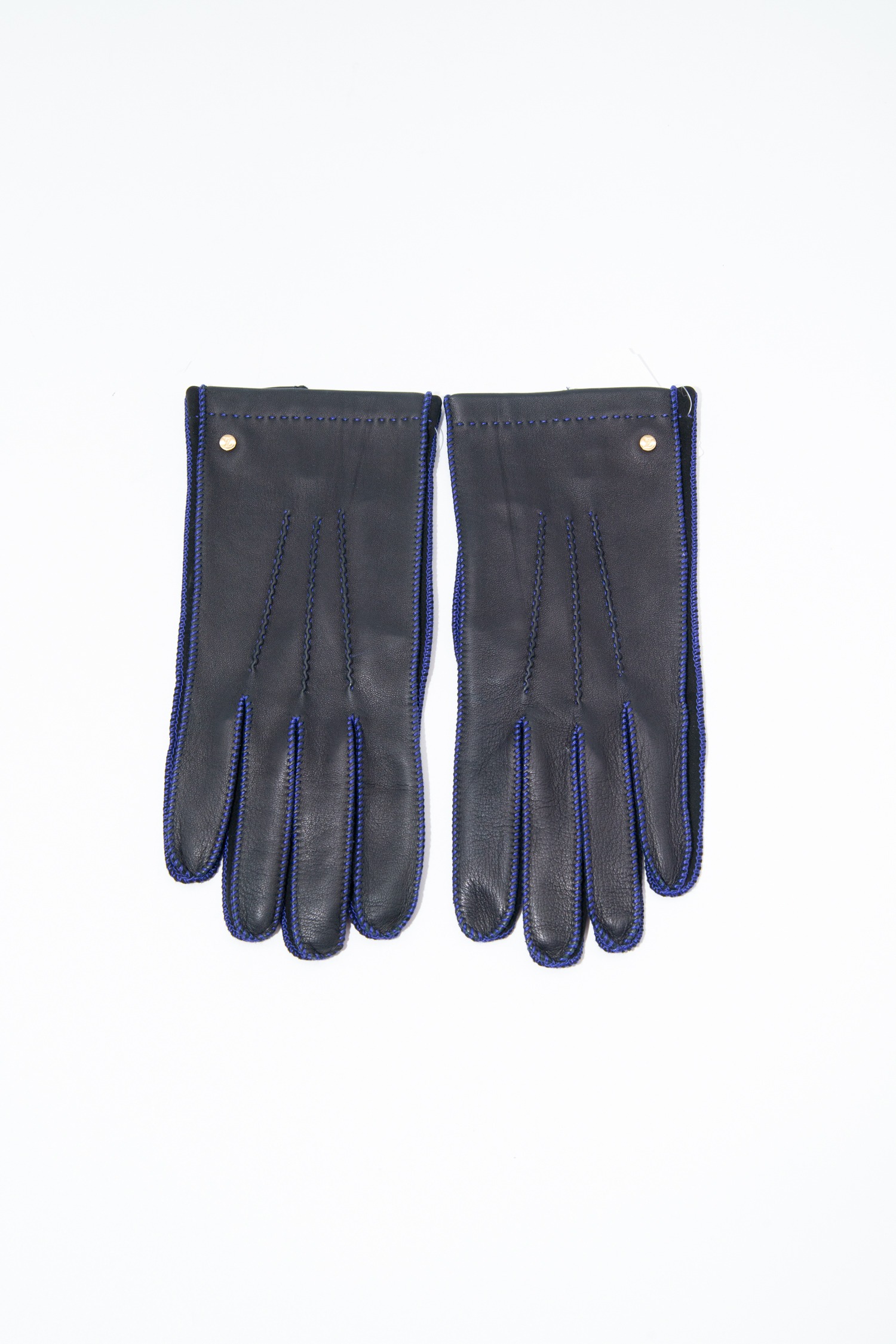 Louis Vuitton Lederhandschuhe mit Kontrastnähten in Schwarz und Blau