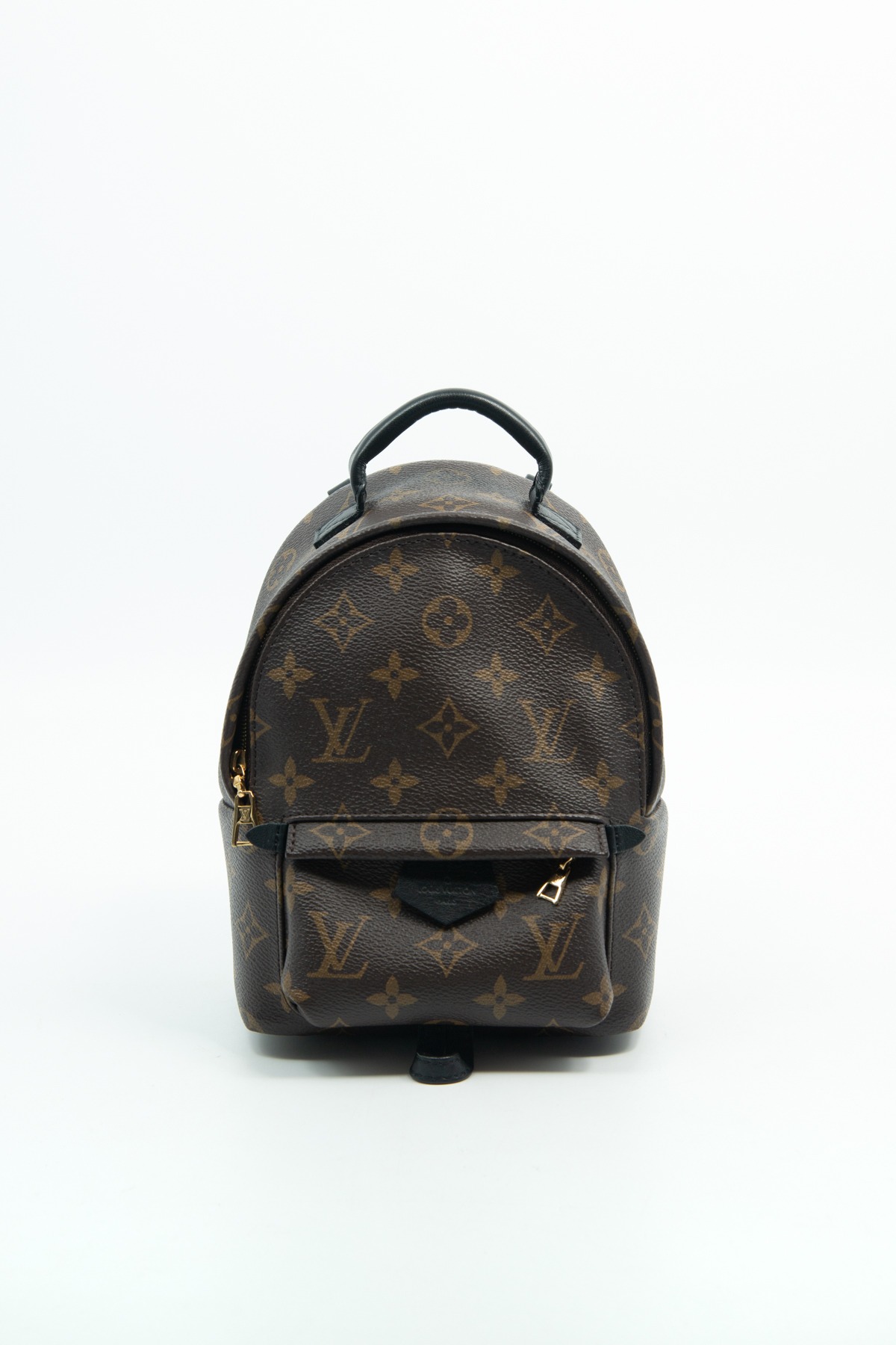 Louis Vuitton "Palm Springs Mini" Rucksack in Dunkelbraun, Schwarz und Gold