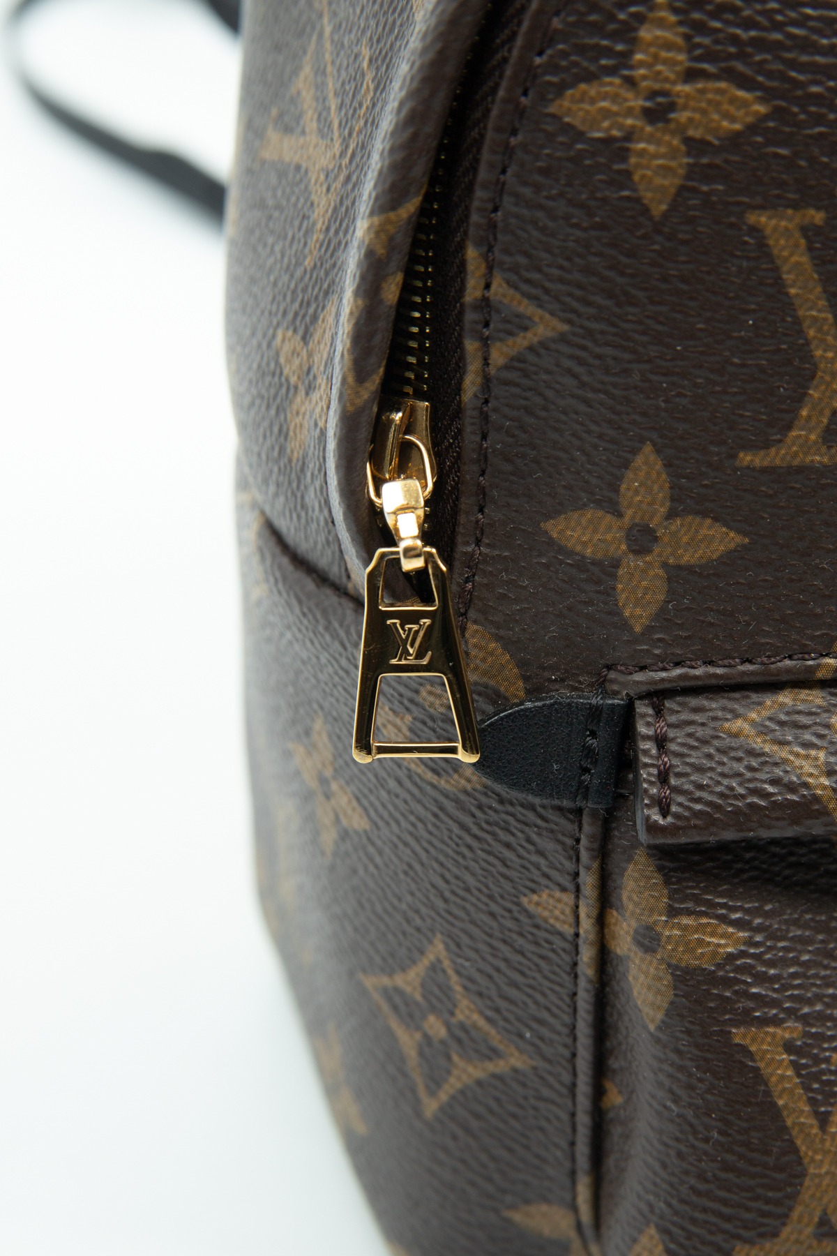 Louis Vuitton "Palm Springs Mini" Rucksack in Dunkelbraun, Schwarz und Gold