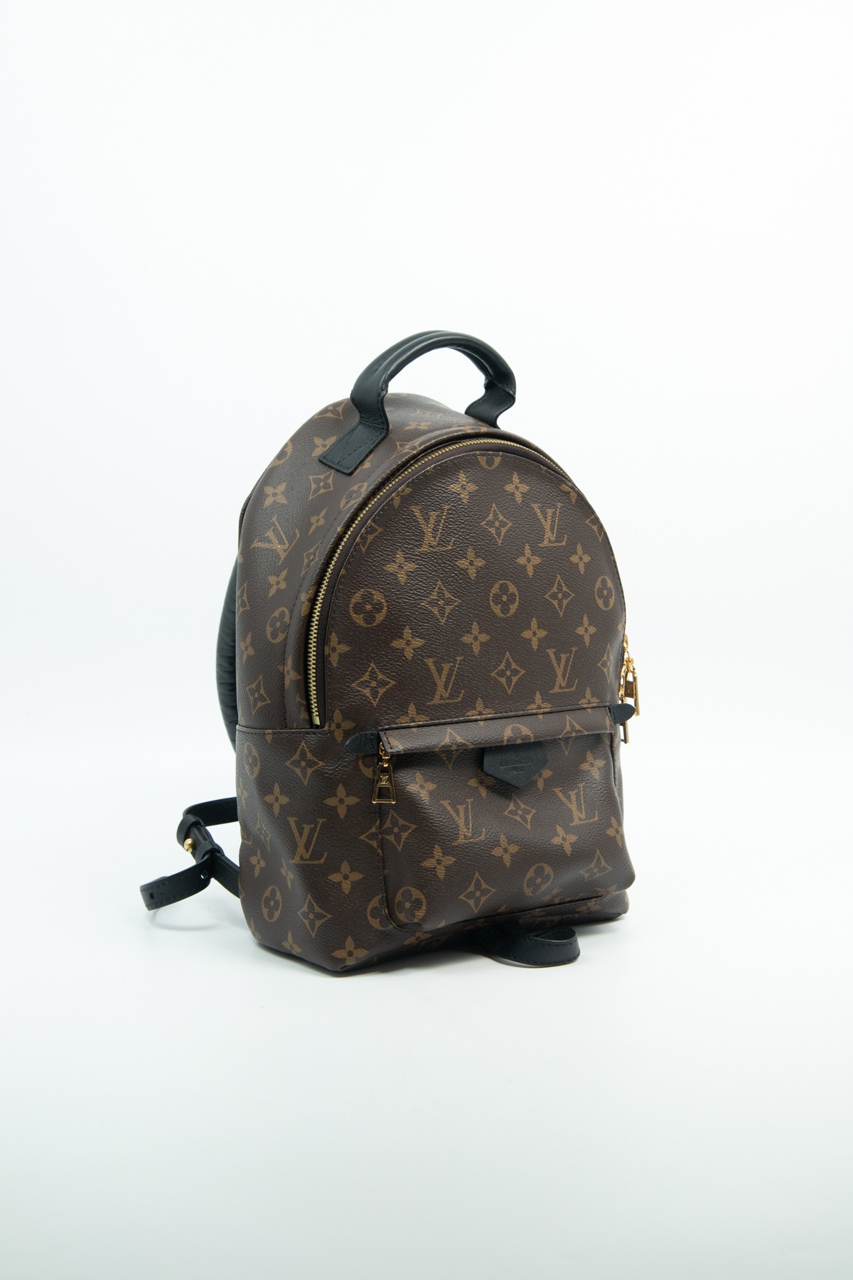 Louis Vuitton "Palm Springs MM" Rucksack in Dunkelbraun, Schwarz und Gold