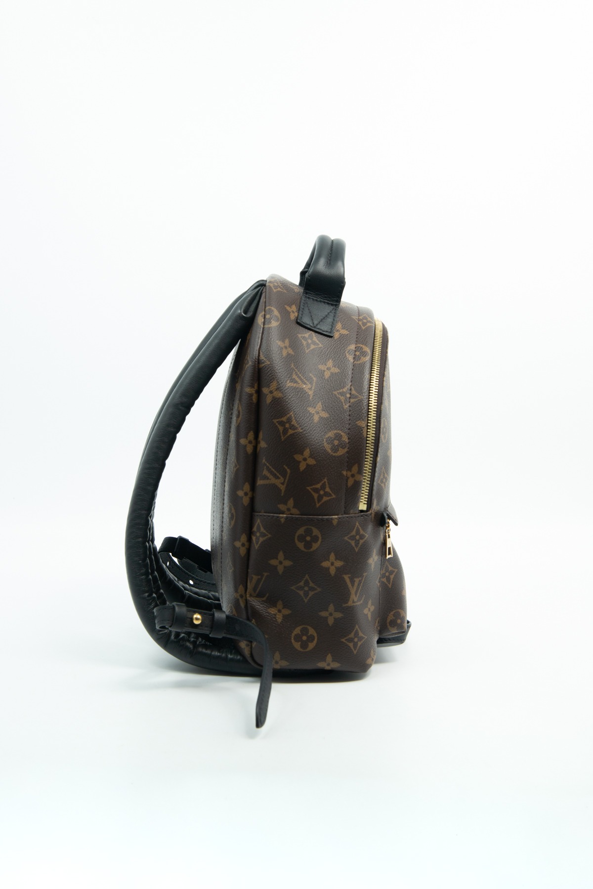 Louis Vuitton "Palm Springs MM" Rucksack in Dunkelbraun, Schwarz und Gold