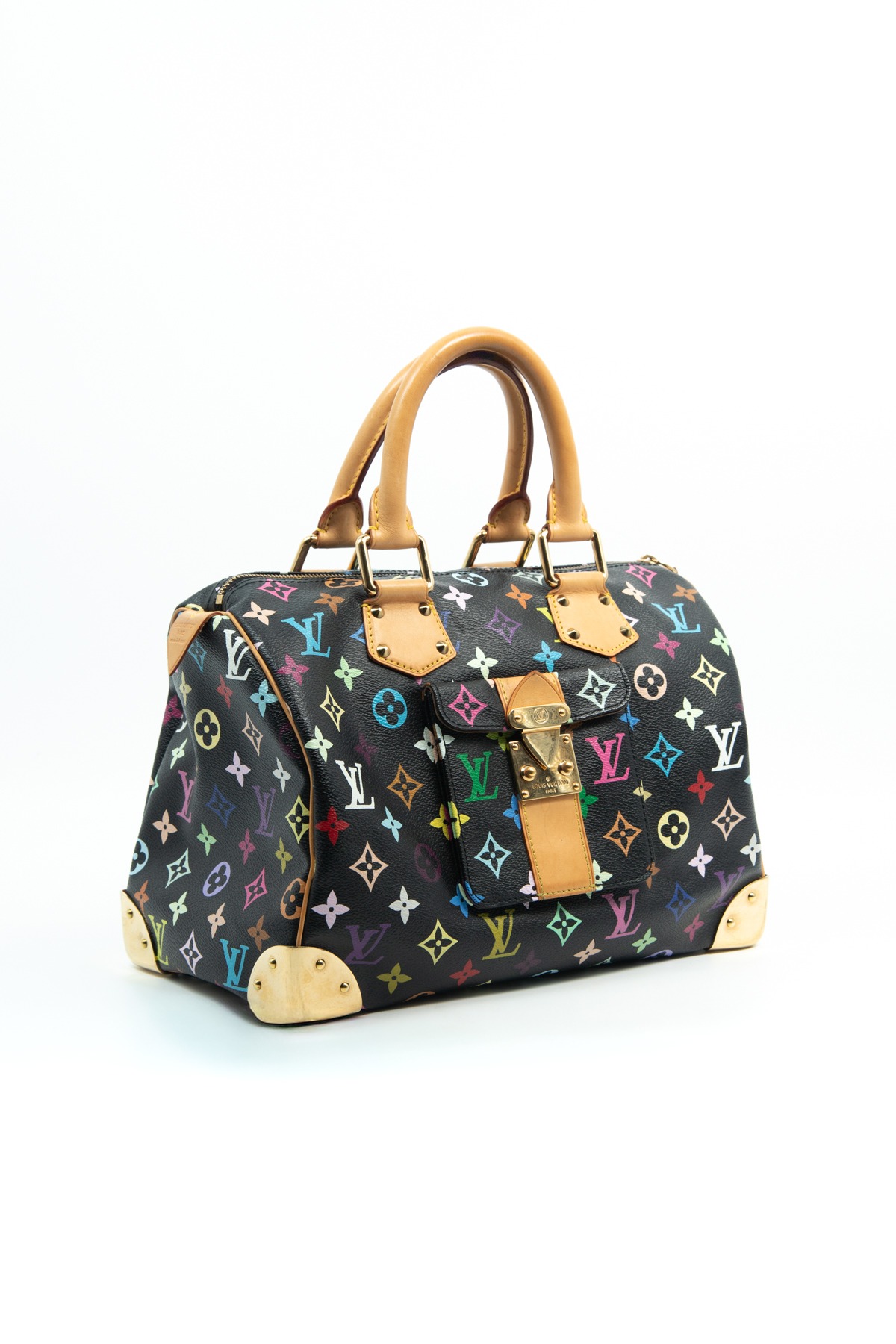 Louis Vuitton x Takashi Murakami Vintage "Speedy 30 Monogram Multicolore" in Schwarz und Bunt
