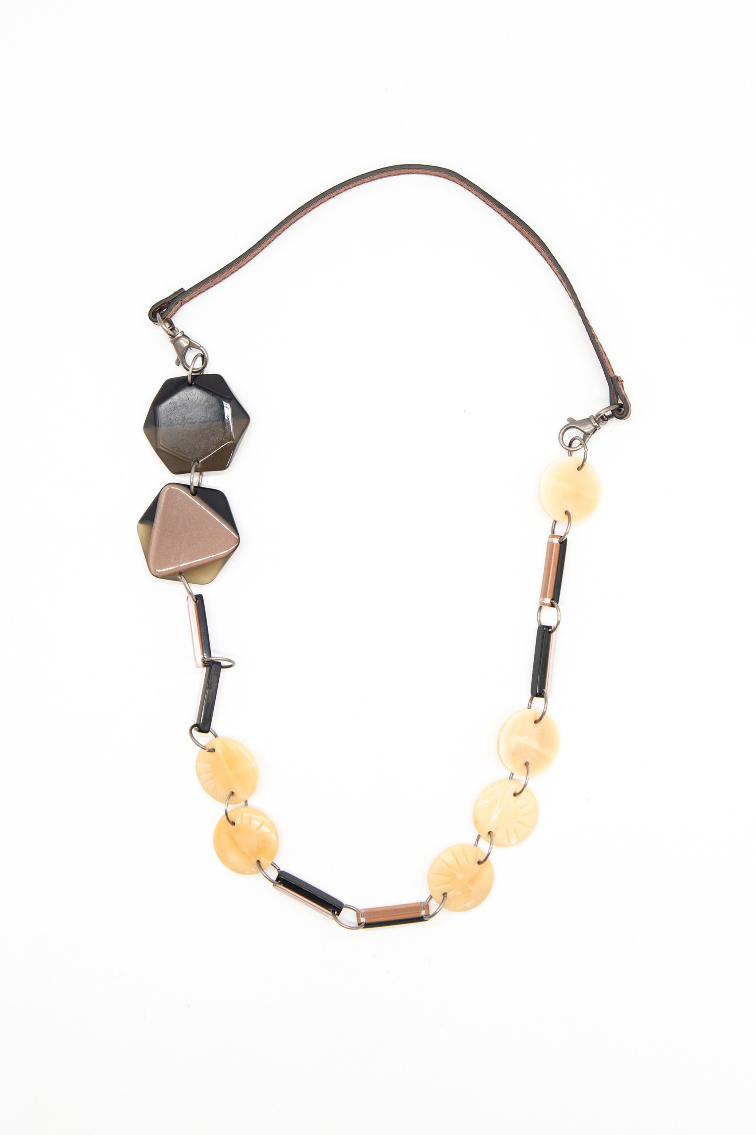 Marni lange avantgardistische Halskette in Braun und Beige