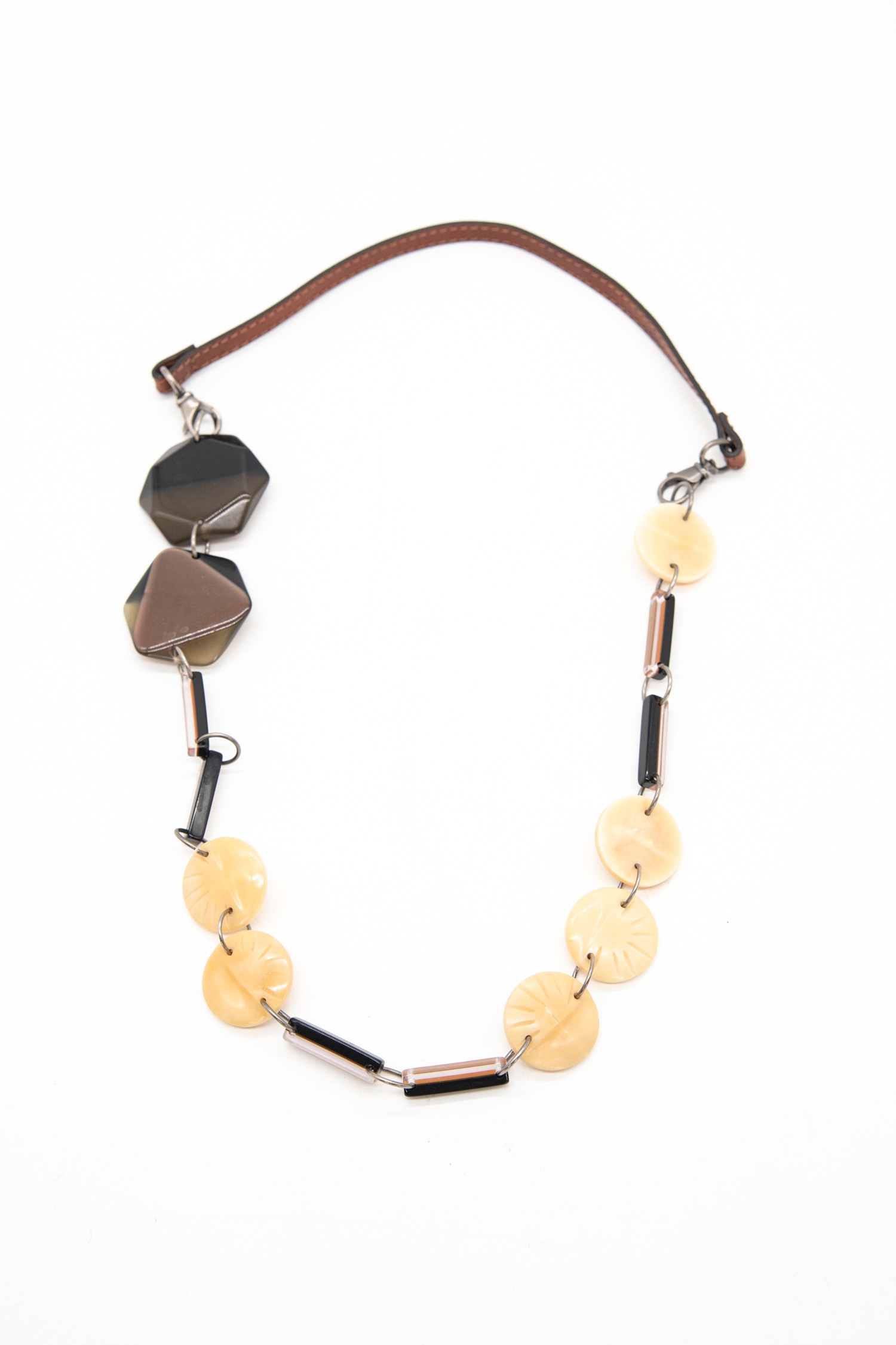 Marni lange avantgardistische Halskette in Braun und Beige