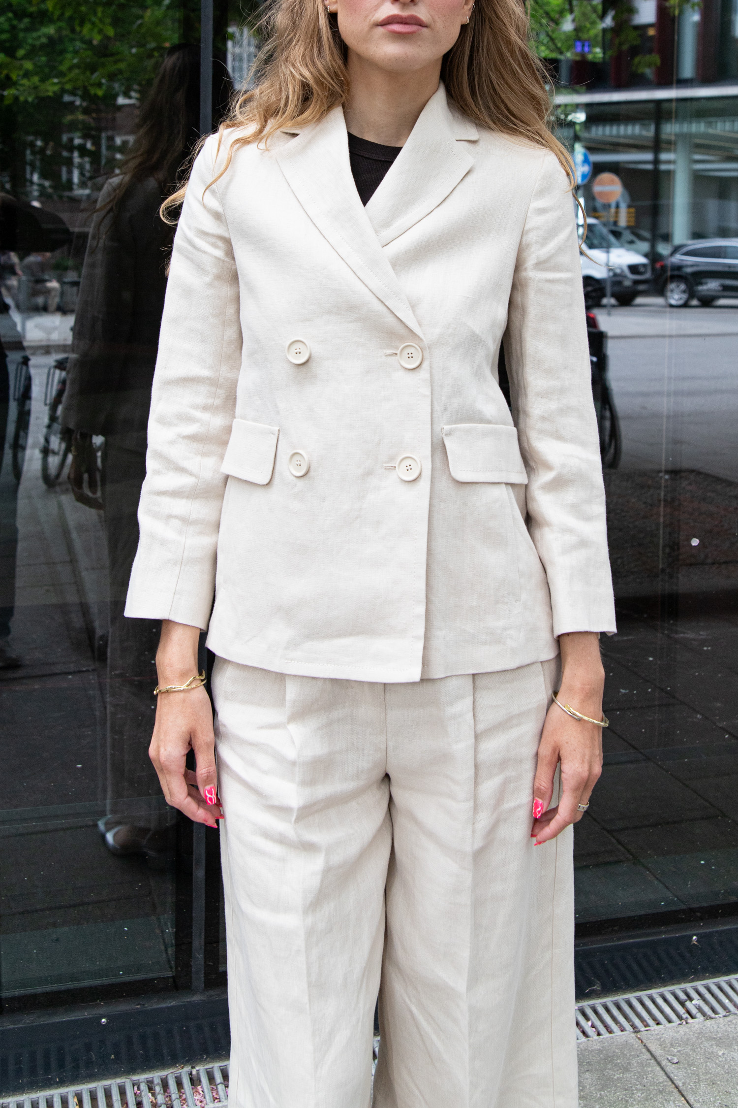 Max Mara Leinenanzug in Hellbeige