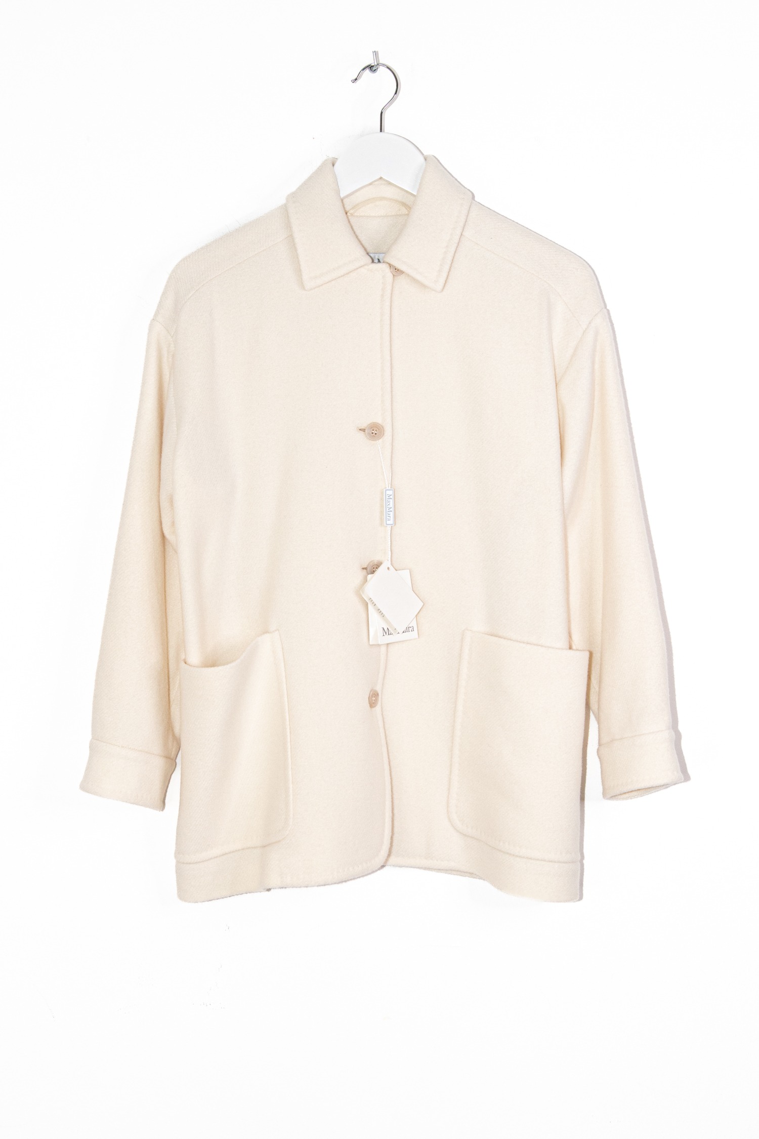 Max Mara Jacke aus Wolle in Cremeweiß