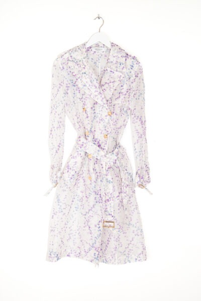 Max Mara Trenchcoat aus Seidenorganza in Weiß und Lavendel