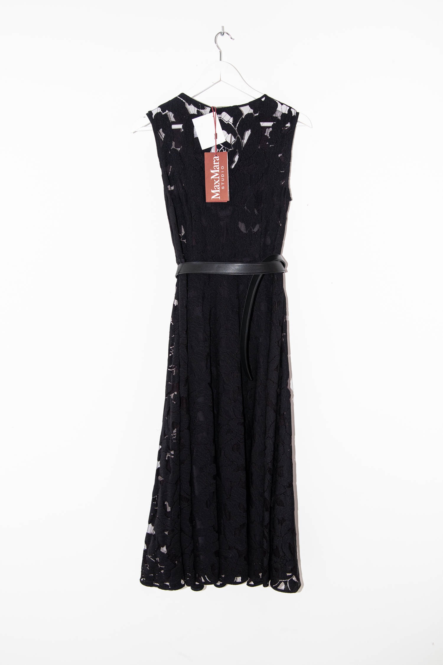 Max Mara "Liriche" Maxikleid mit Gürtel in Schwarz