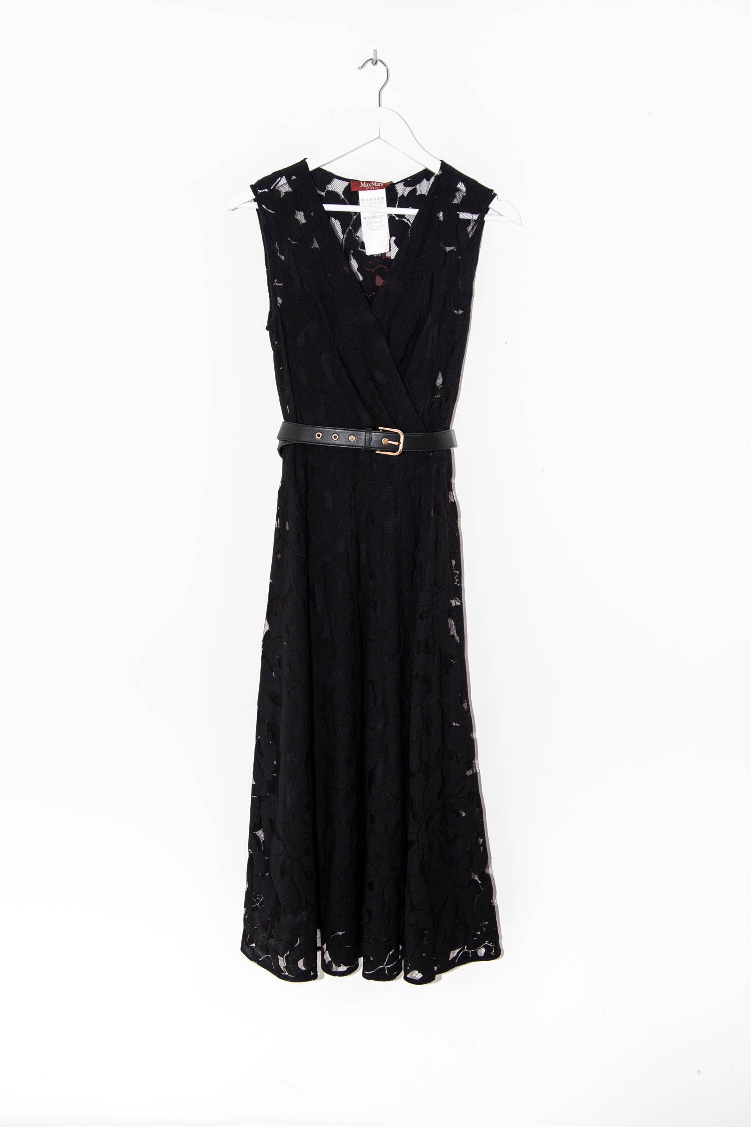 Max Mara "Liriche" Maxikleid mit Gürtel in Schwarz